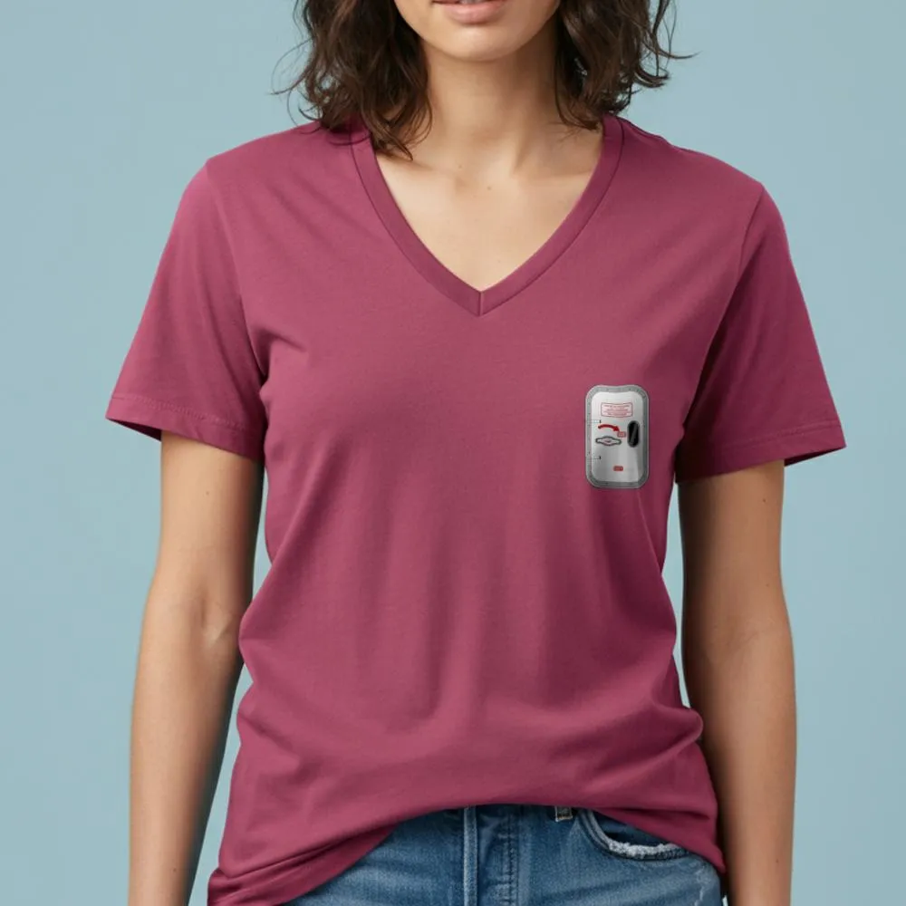 Airplane Door Tiny - Women's V-Neck T-Shirt