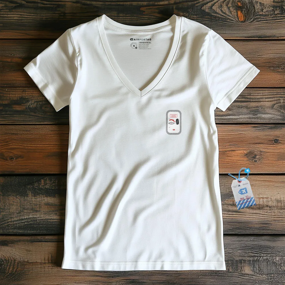 Airplane Door Tiny - Women's V-Neck T-Shirt