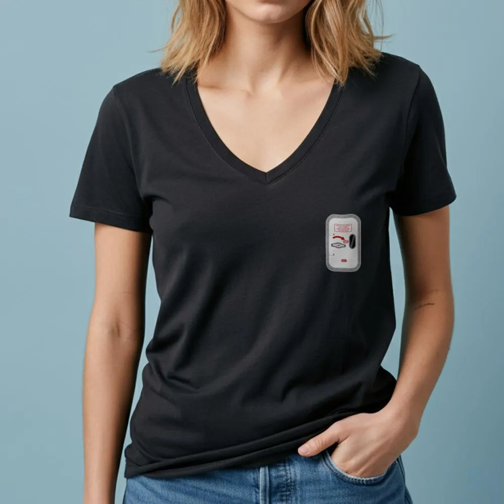 Airplane Door Tiny - Women's V-Neck T-Shirt