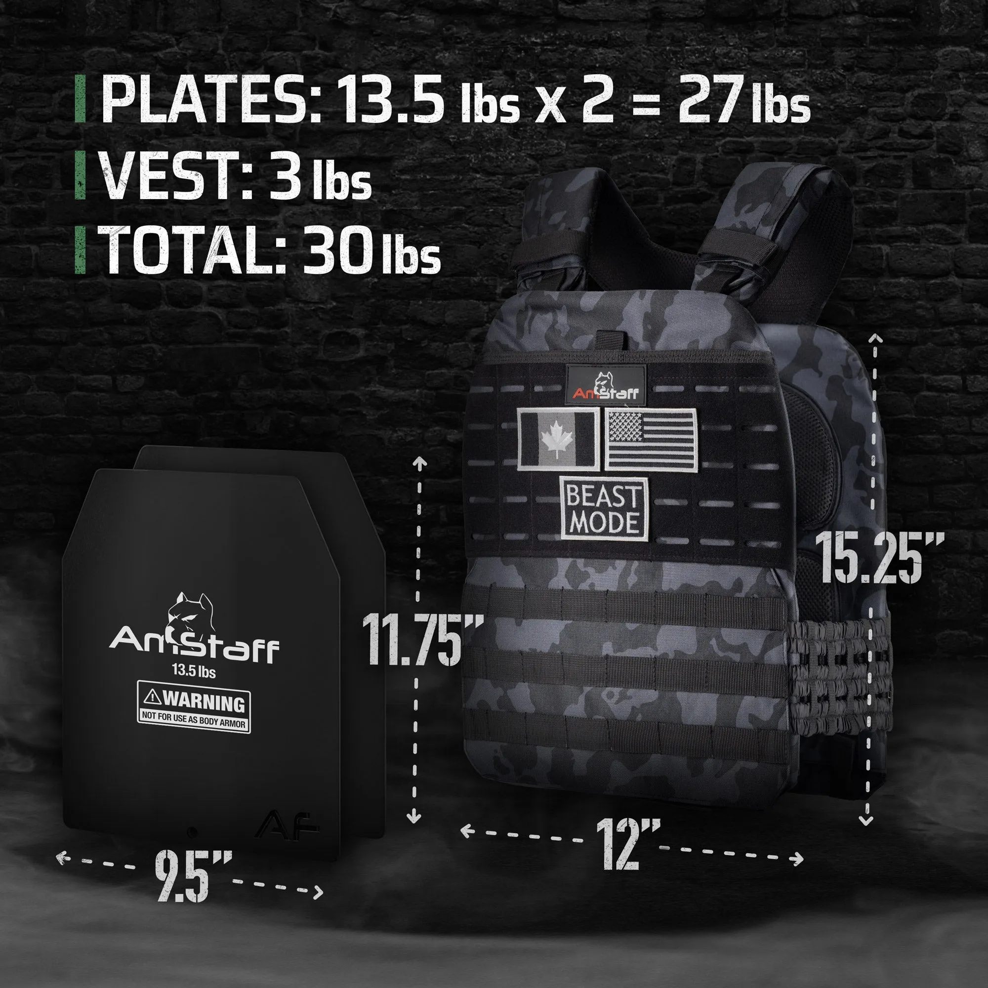 AmStaff Fitness Tactical Weighted Vest