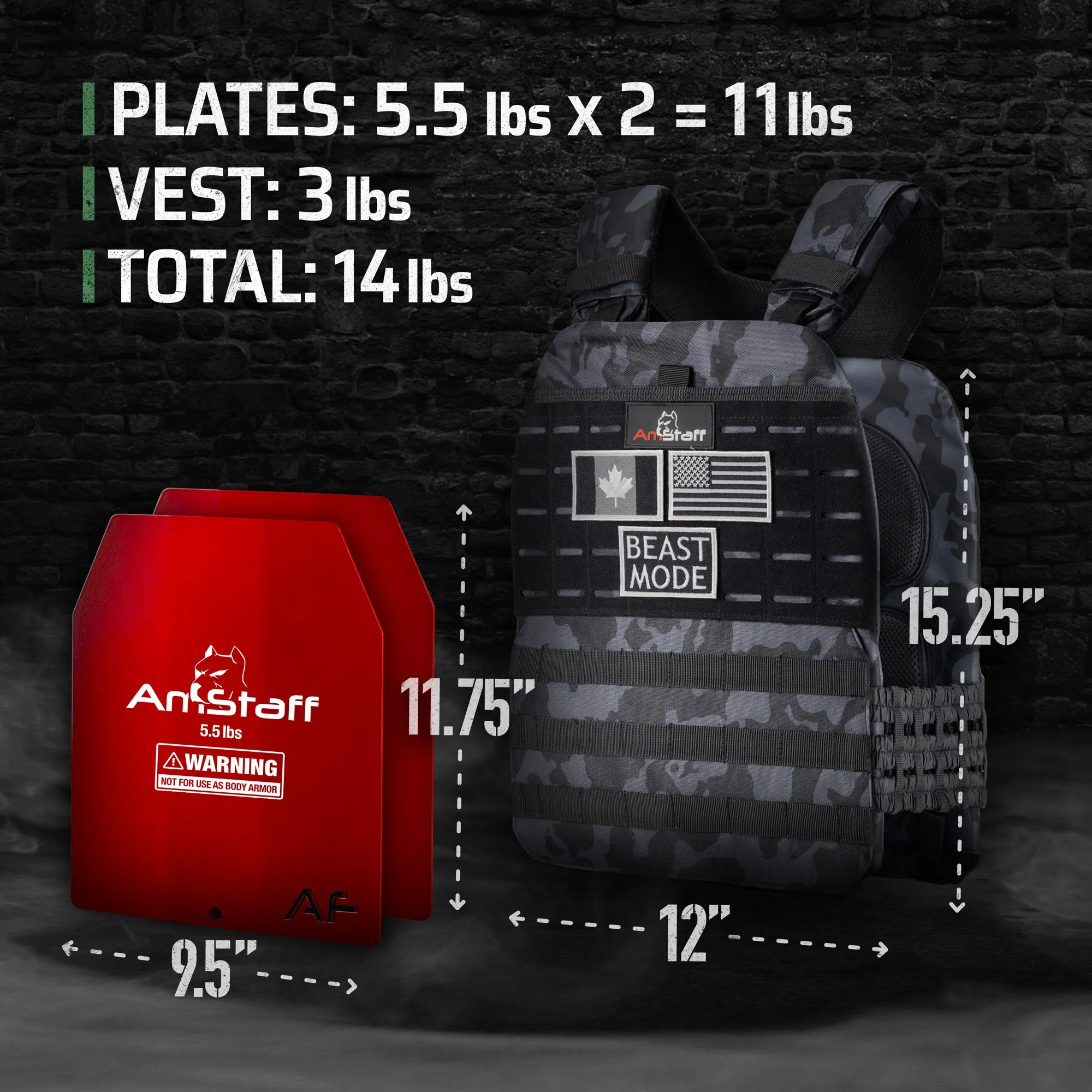 AmStaff Fitness Tactical Weighted Vest