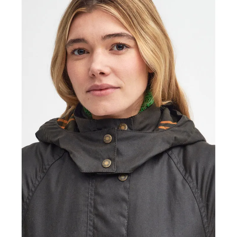 Barbour Long Cannich Ladies Wax Coat - Olive/Classic