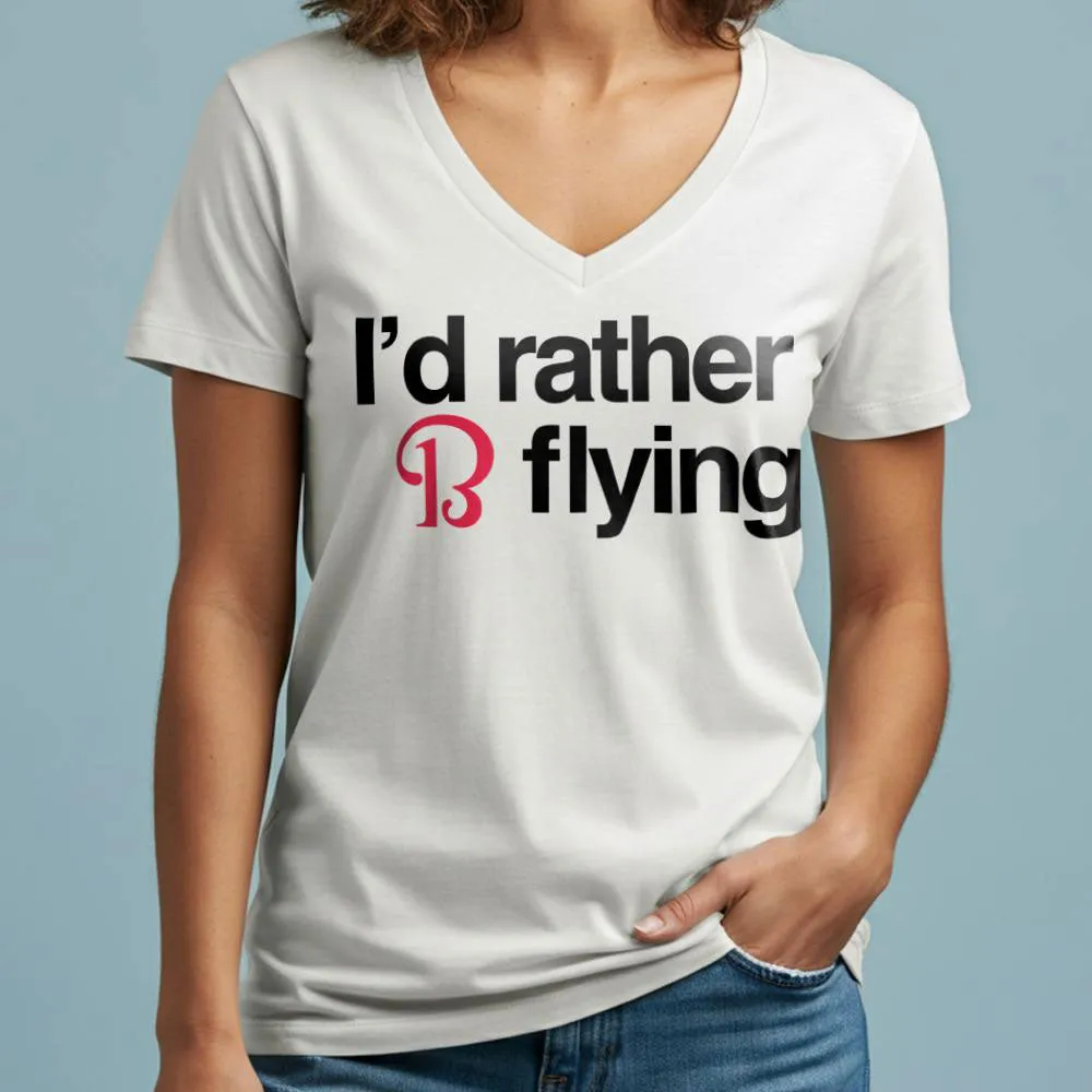 Beechcraft Rather be Flying - Women's V-Neck T-Shirt