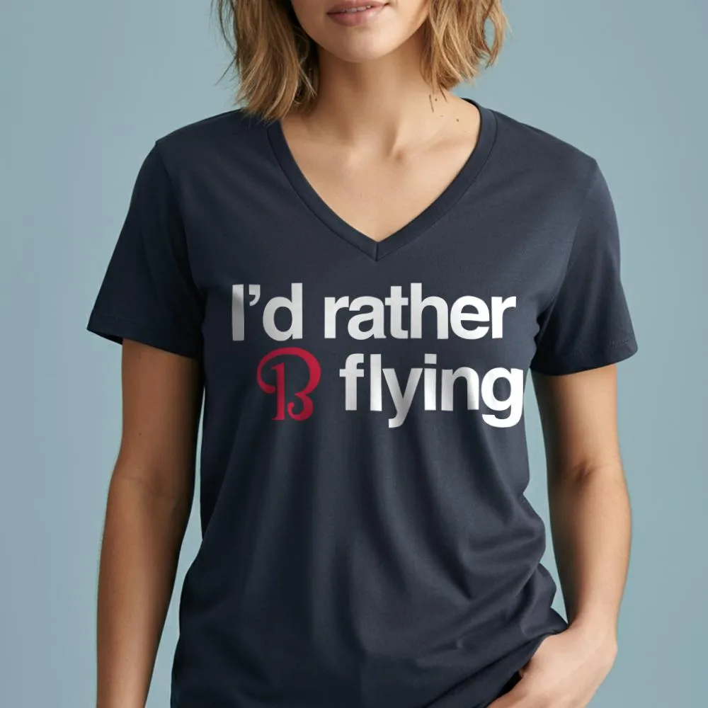 Beechcraft Rather be Flying - Women's V-Neck T-Shirt