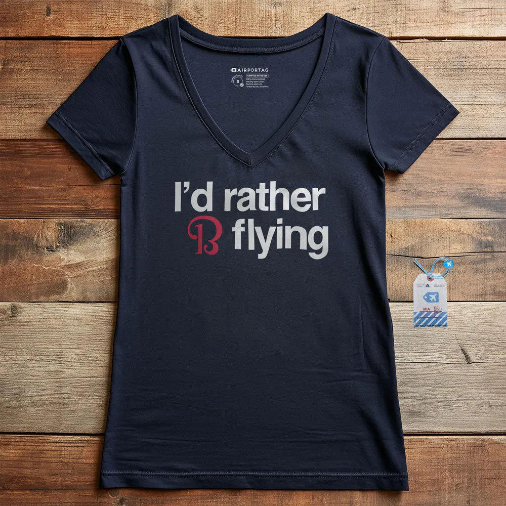 Beechcraft Rather be Flying - Women's V-Neck T-Shirt