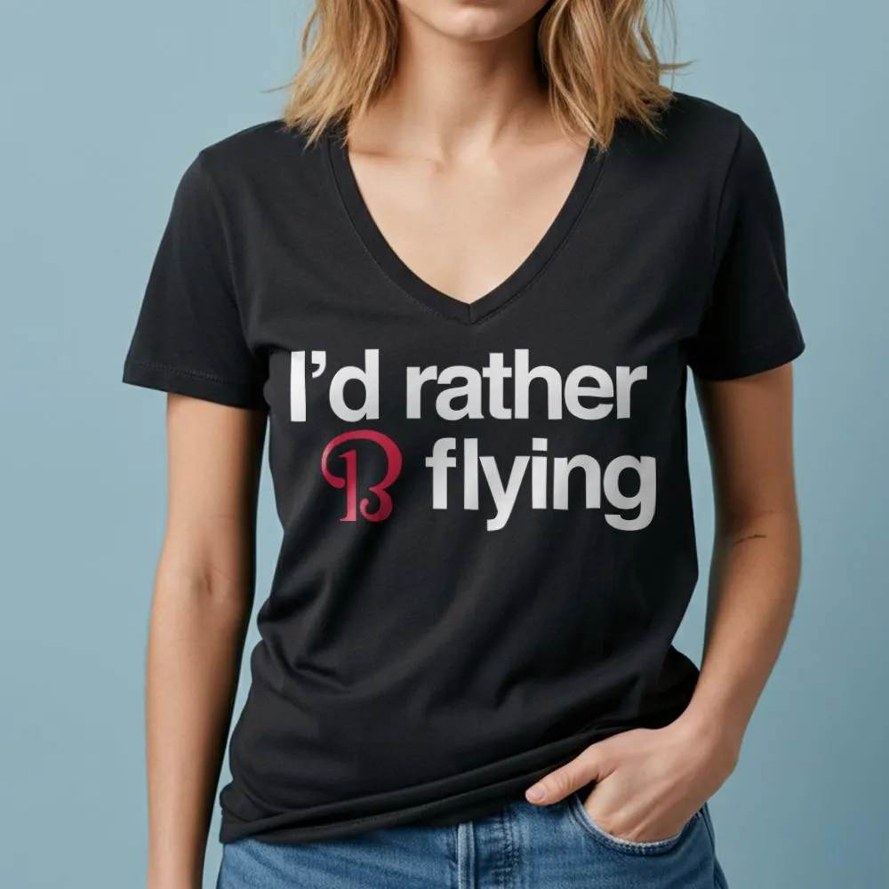 Beechcraft Rather be Flying - Women's V-Neck T-Shirt