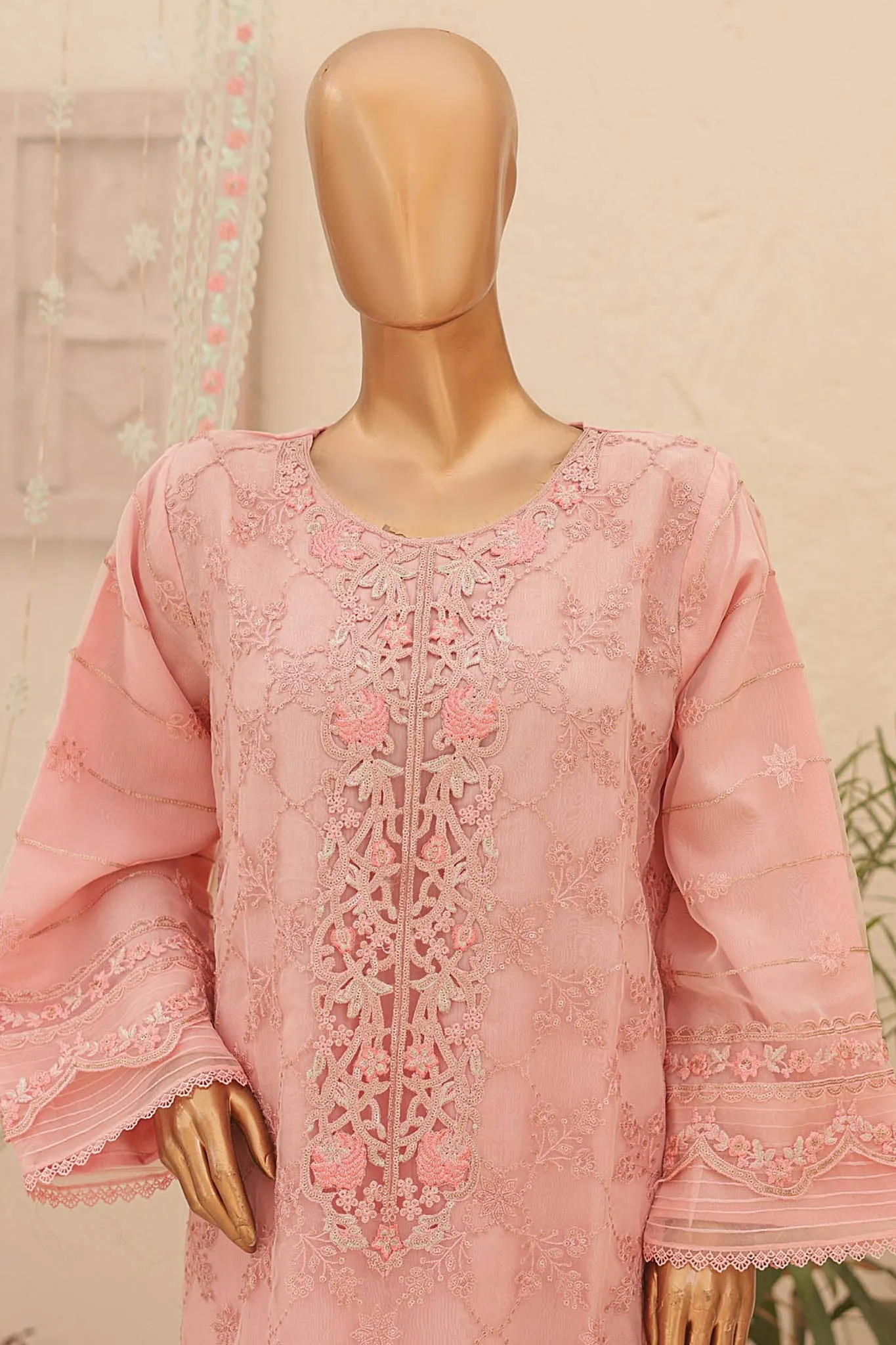 Bin Saeed Stitched 3 Piece Emb Fancy Festive Ramadan Collection'2024-ZEF-434-Pink