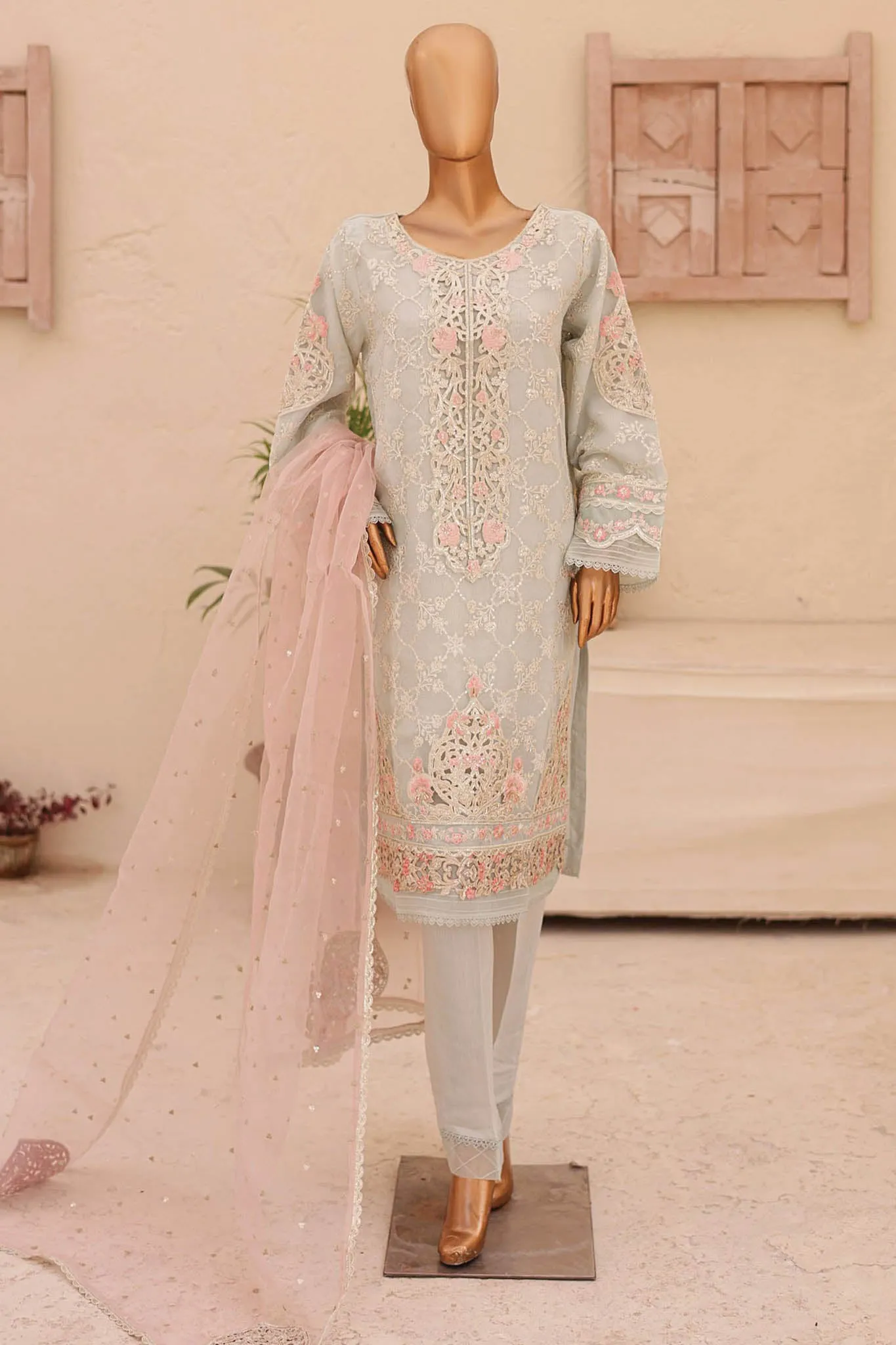 Bin Saeed Stitched 3 Piece Emb Fancy Festive Ramadan Collection'2024-ZEF-435-Mint