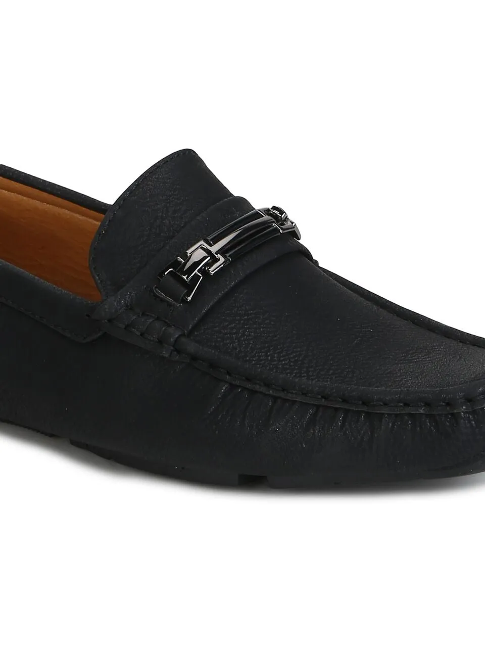 Black PU Horsebit Loafers