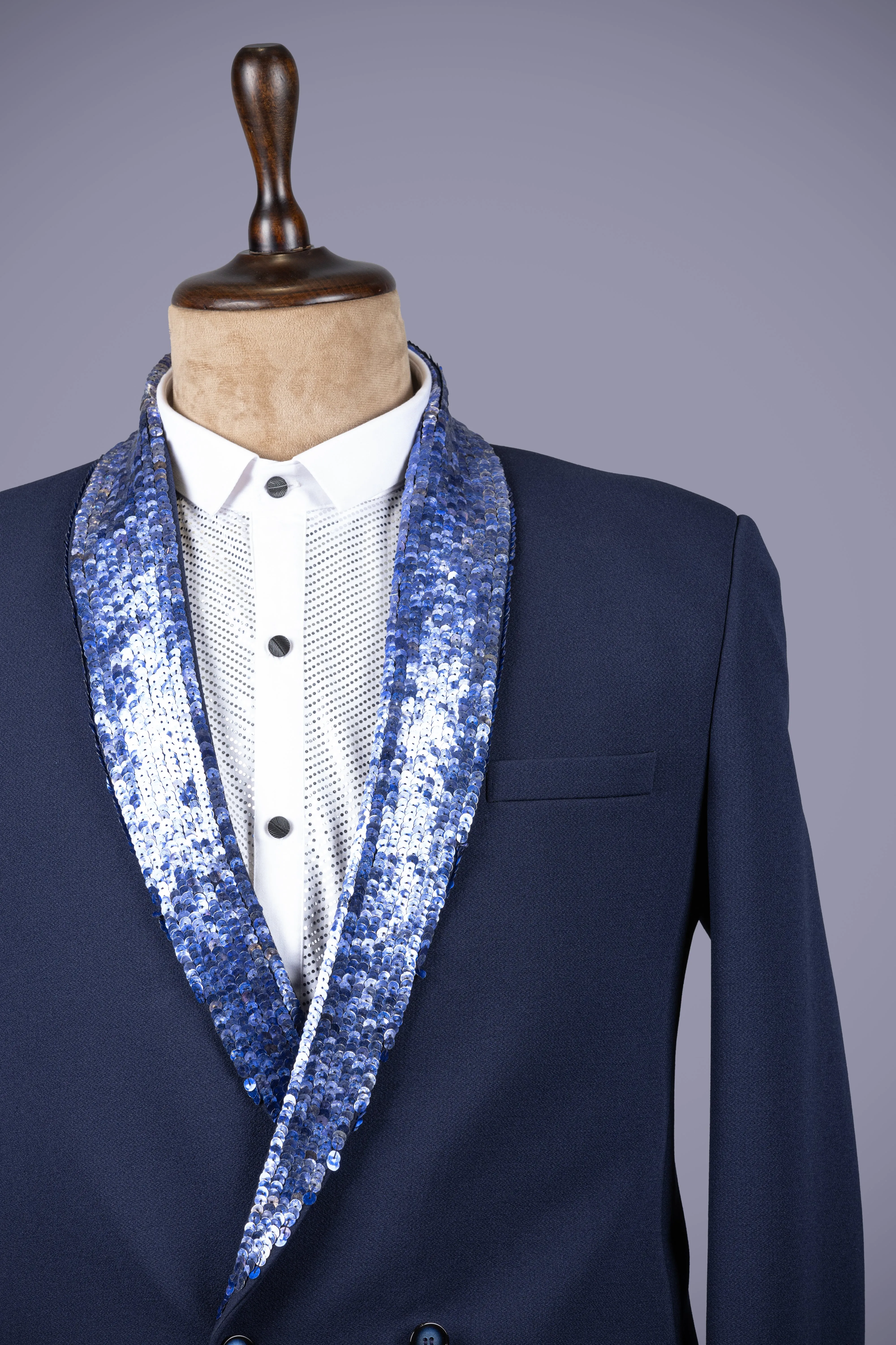 Blue Tuxedo with Dazzling Gota Patti Work