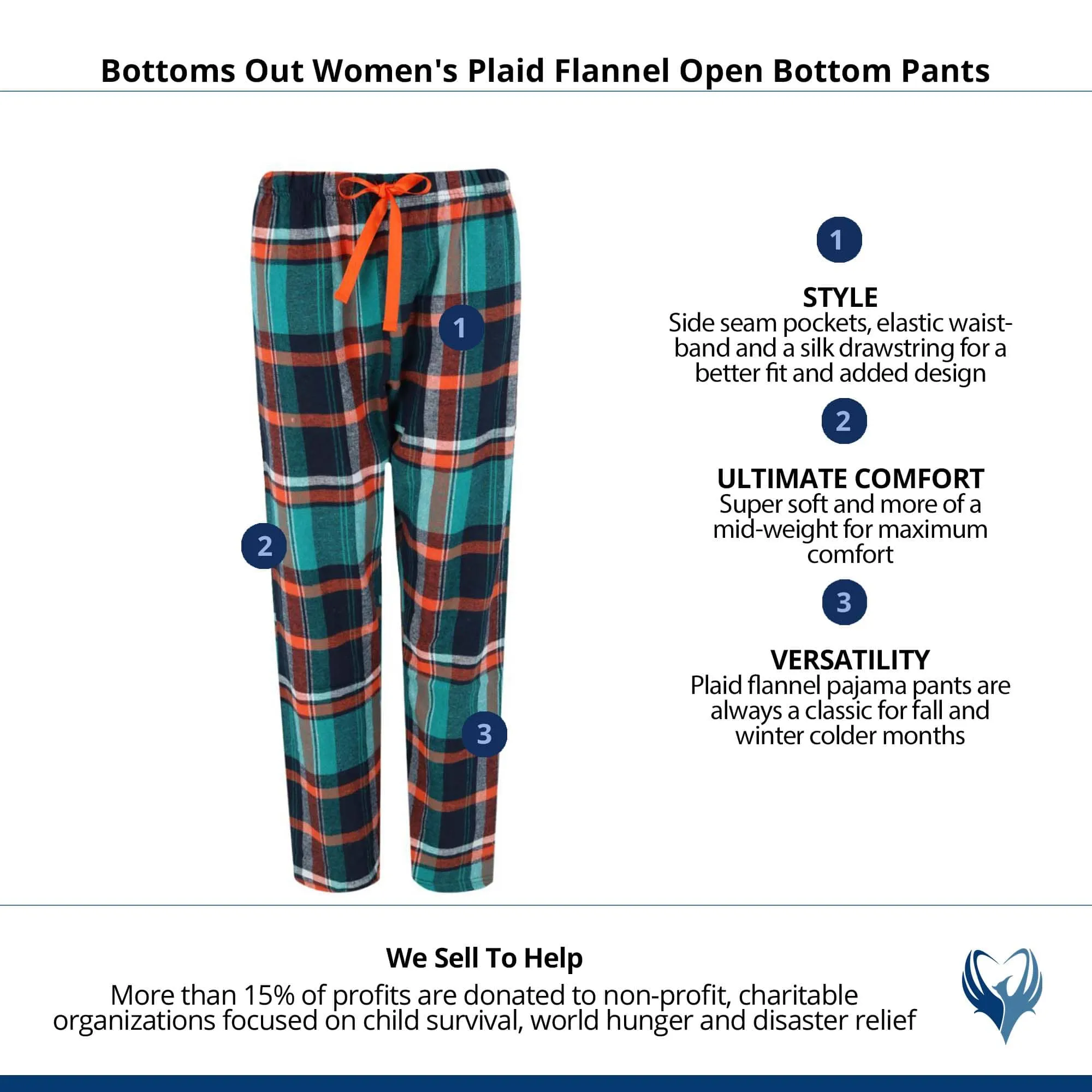 Bottoms Out Women's Plaid Flannel Open Bottom Pants