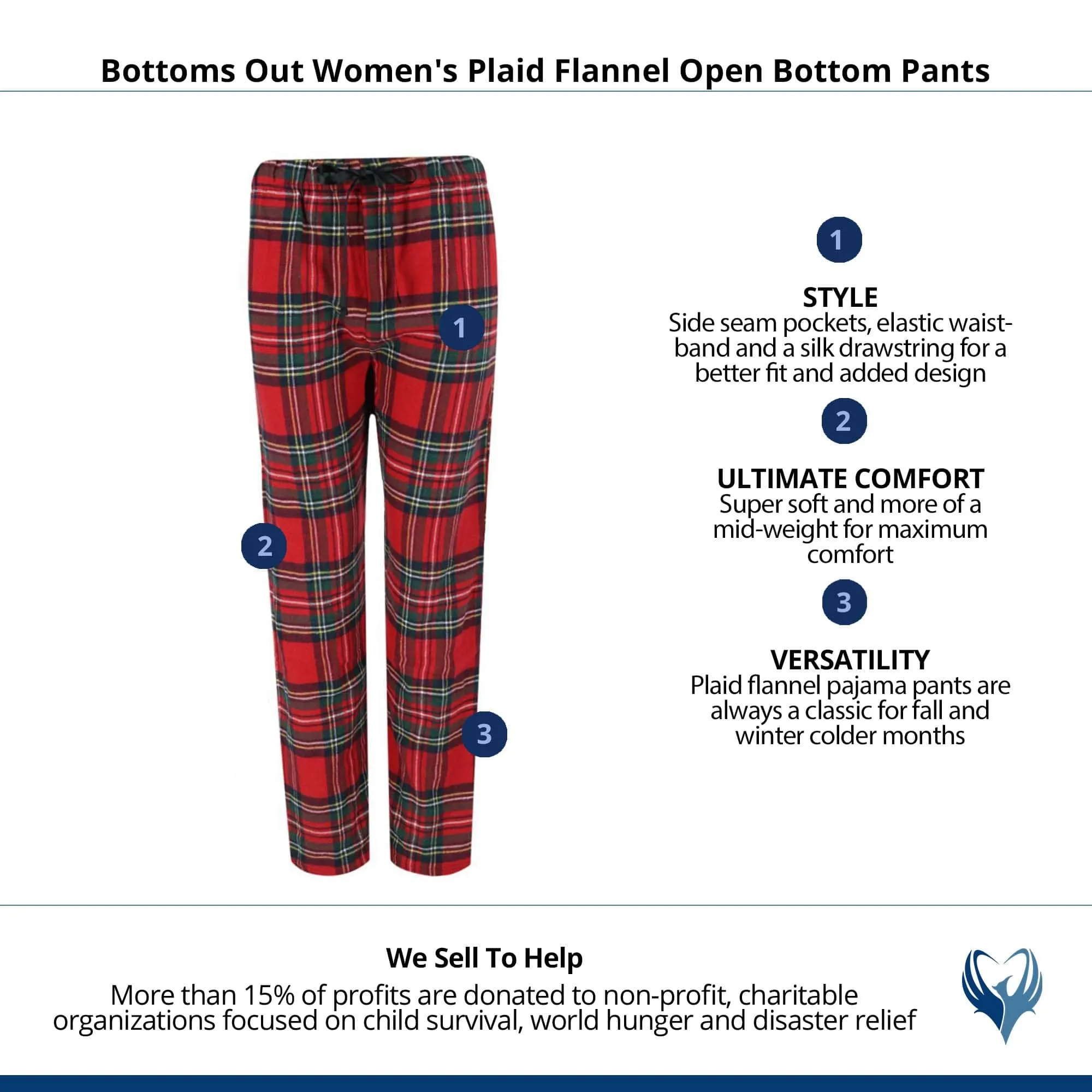 Bottoms Out Women's Plaid Flannel Open Bottom Pants