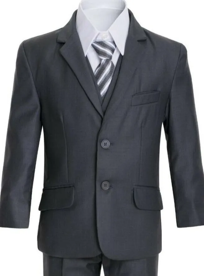 Boys Charcoal Grey Slim Suit (Scholar)