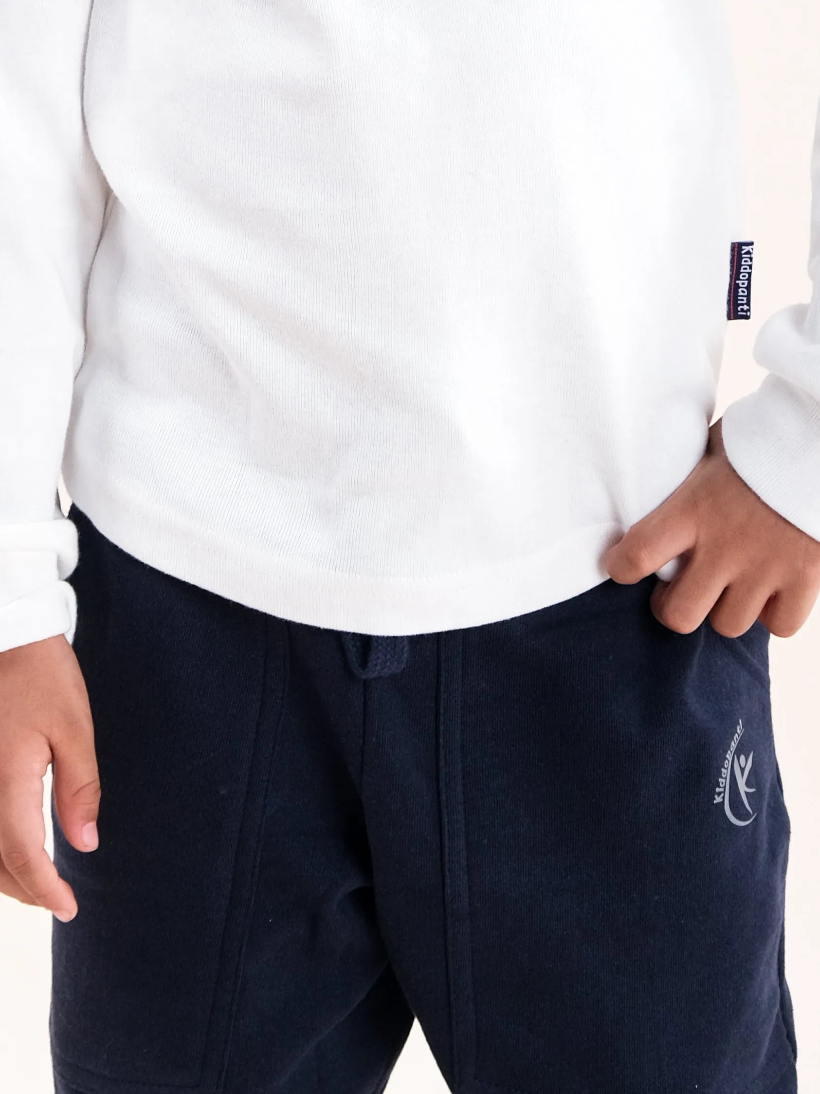 Boys Cotton Solid Full Sleeve Henley Neck Rib Tee With Fleece Track Pant Set