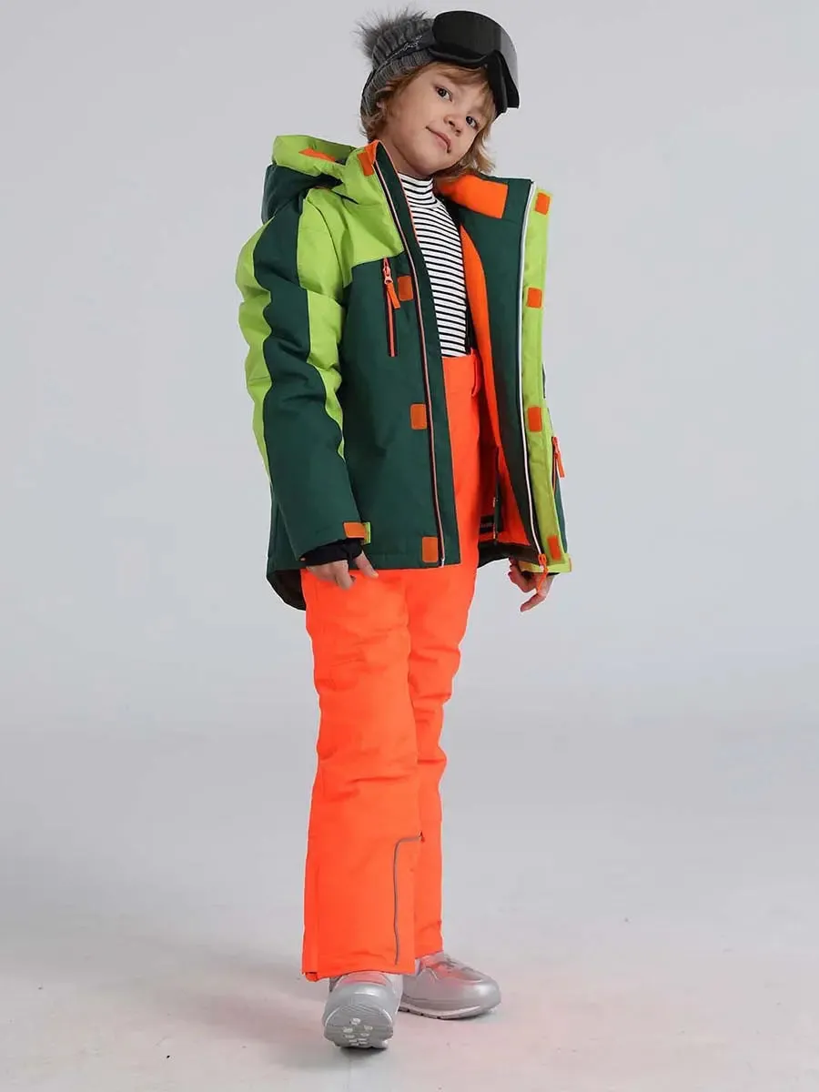 Boys Hooded Skiing Snowboarding Jacket & Pants Set