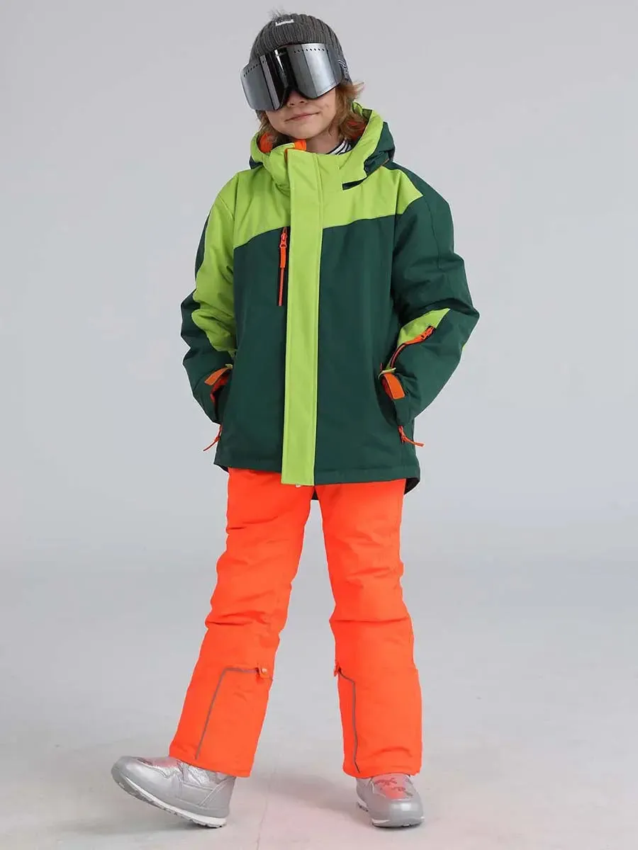 Boys Hooded Skiing Snowboarding Jacket & Pants Set