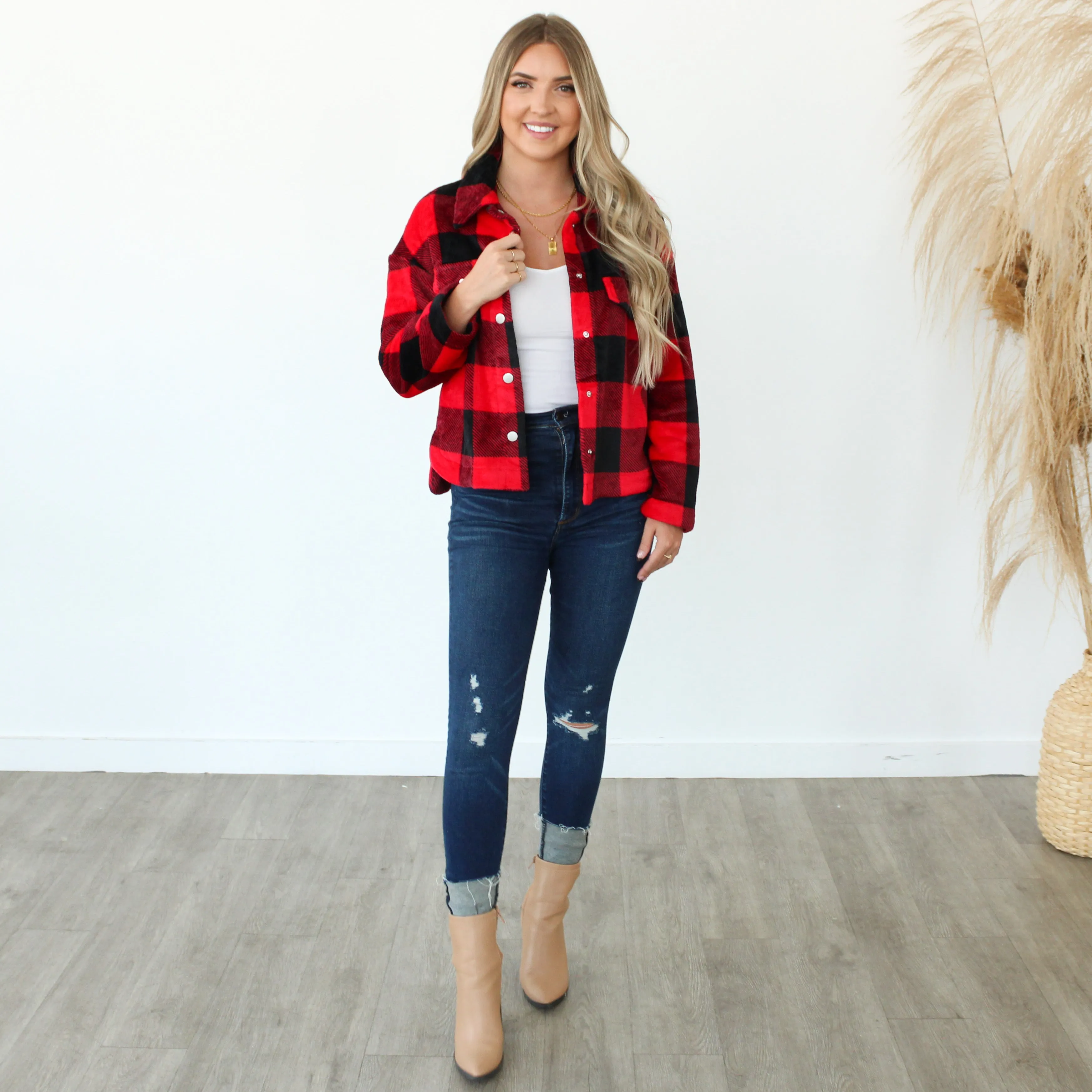 Buffalo Plaid Plush Shacket