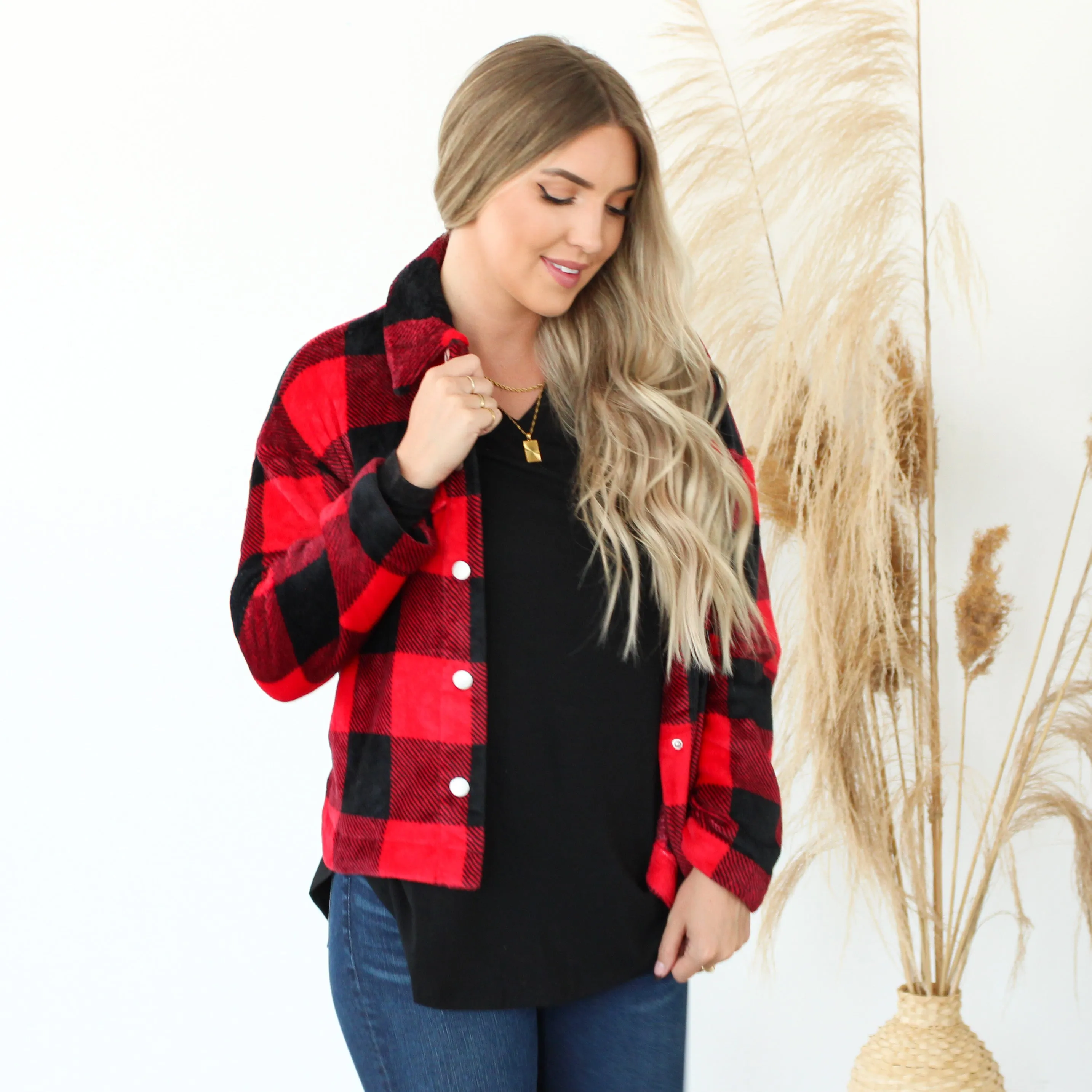 Buffalo Plaid Plush Shacket