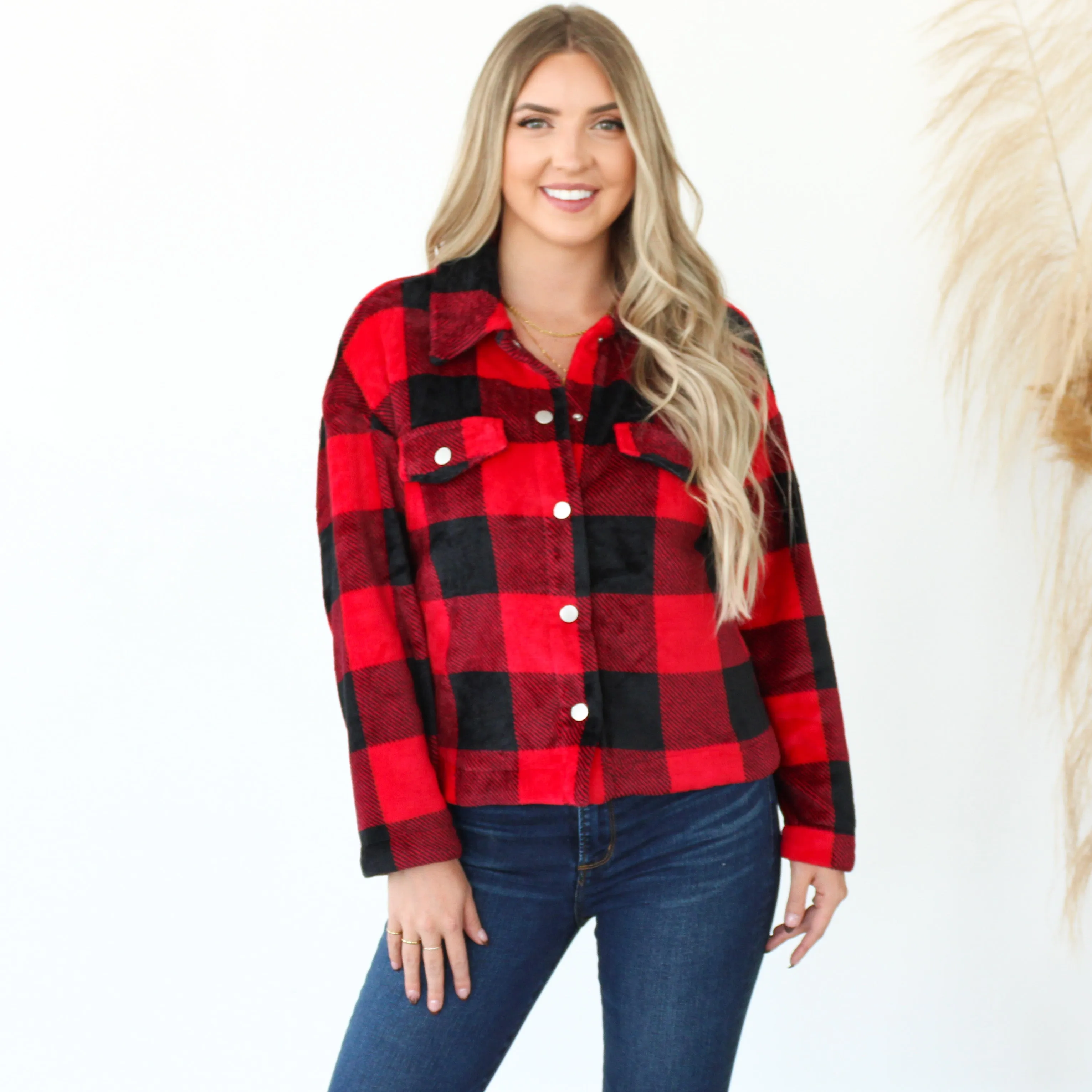 Buffalo Plaid Plush Shacket