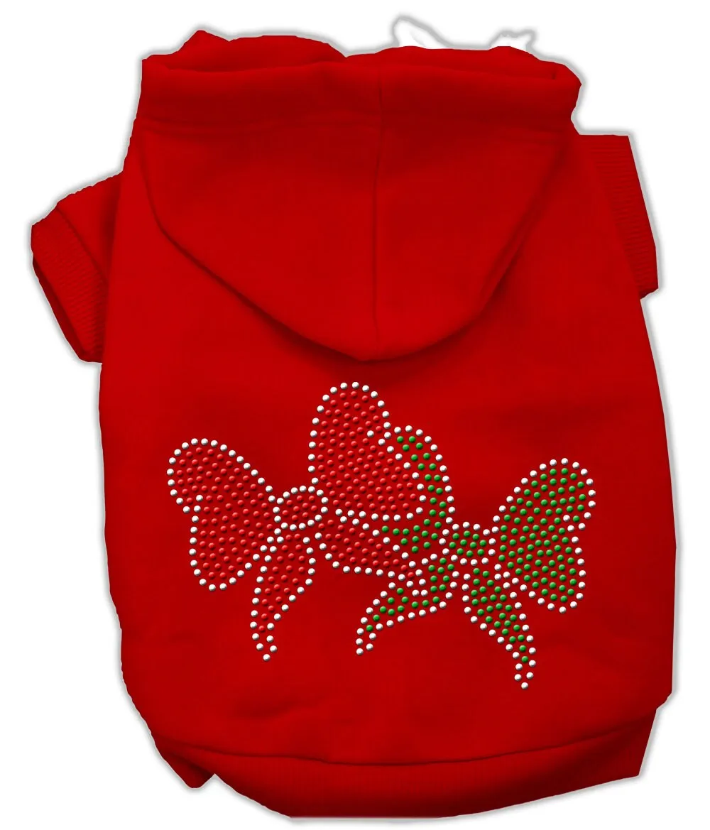 Christmas Pet Dog & Cat Hoodie Rhinestone, "Christmas Bows"