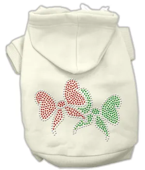 Christmas Pet Dog & Cat Hoodie Rhinestone, "Christmas Bows"