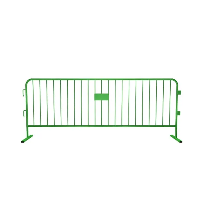 Crowdmaster® Crowd Control Powder Coated Steel Barricade - HD Flat Feet - 8.5 Ft Long - Green