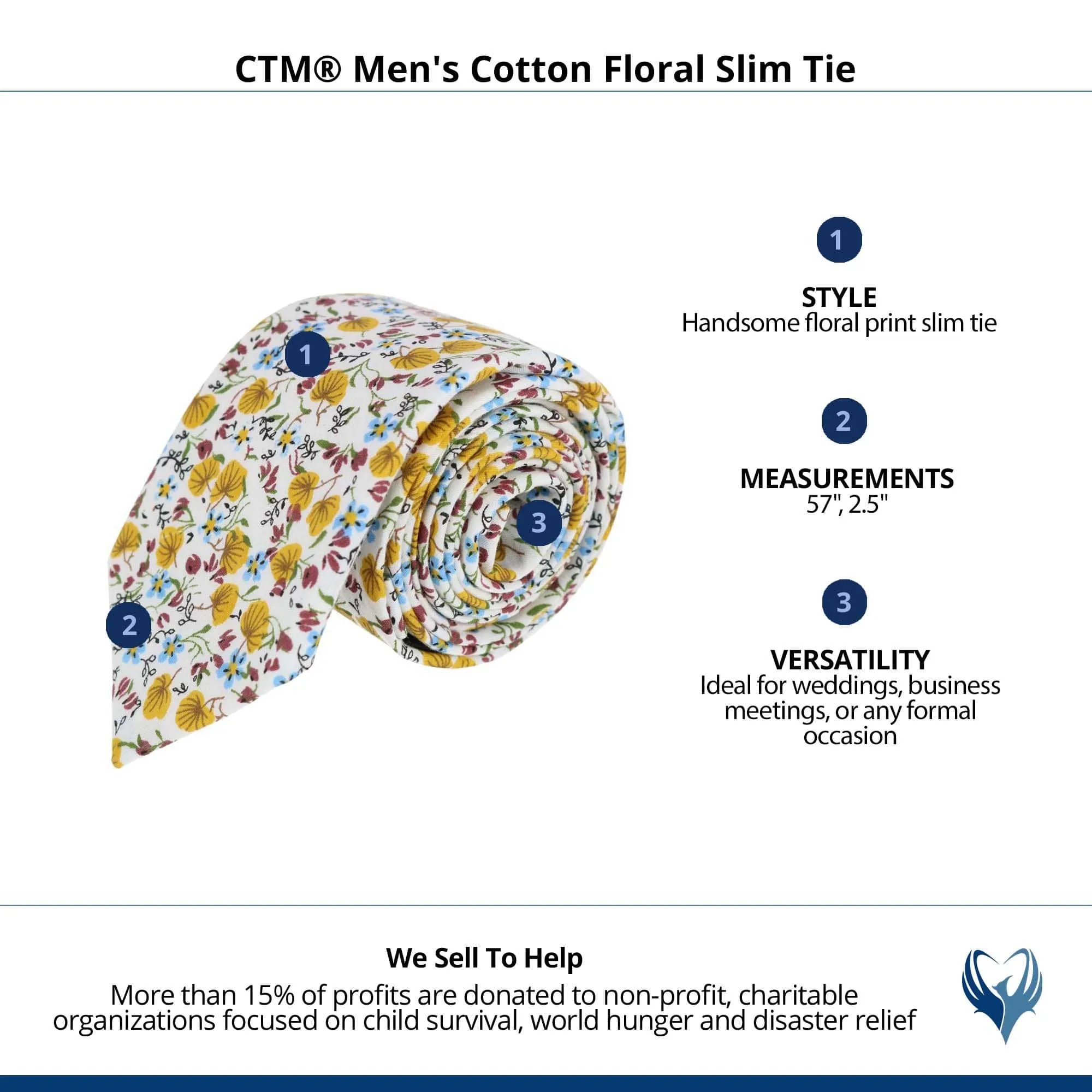 CTM® Men's Cotton Floral Slim Tie