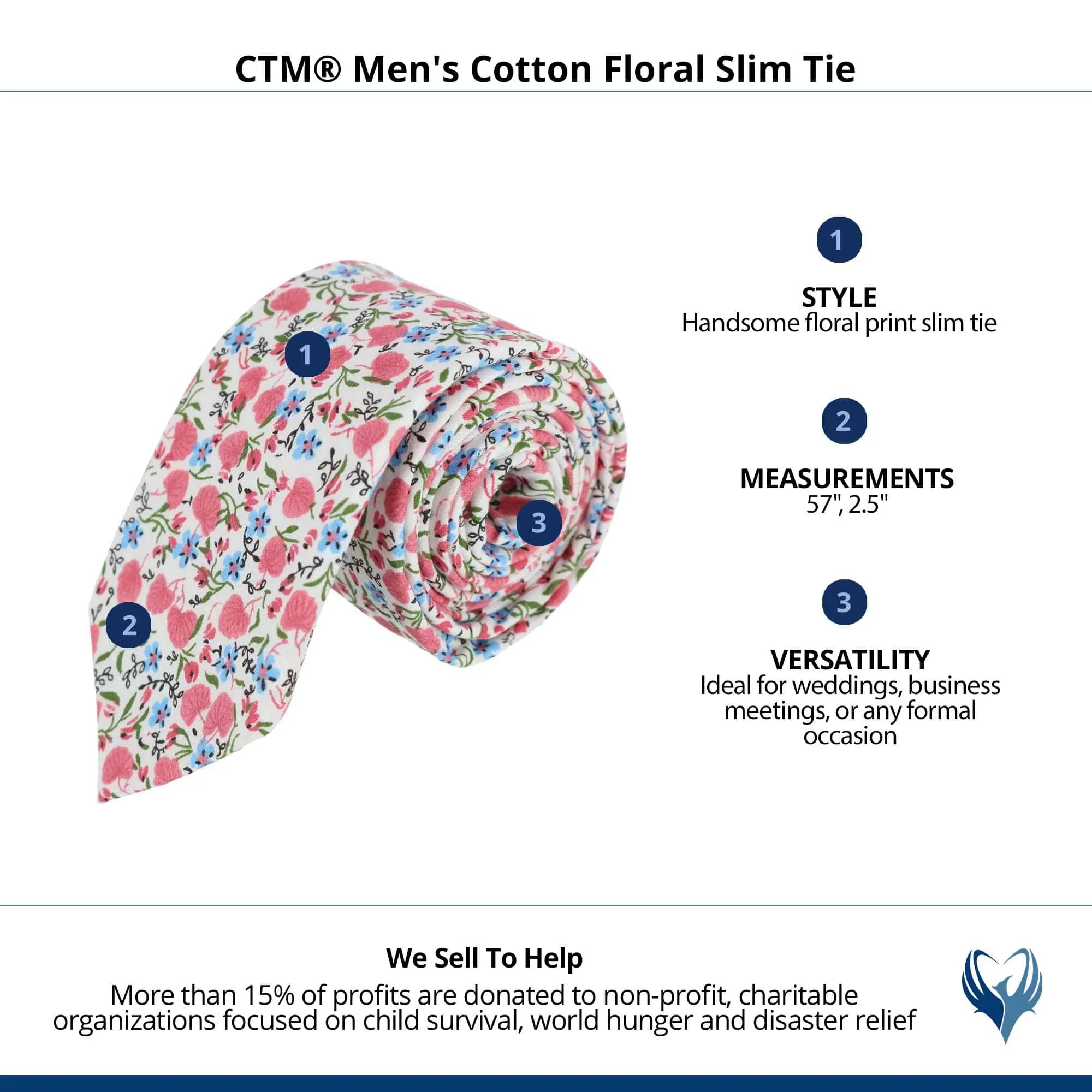 CTM® Men's Cotton Floral Slim Tie