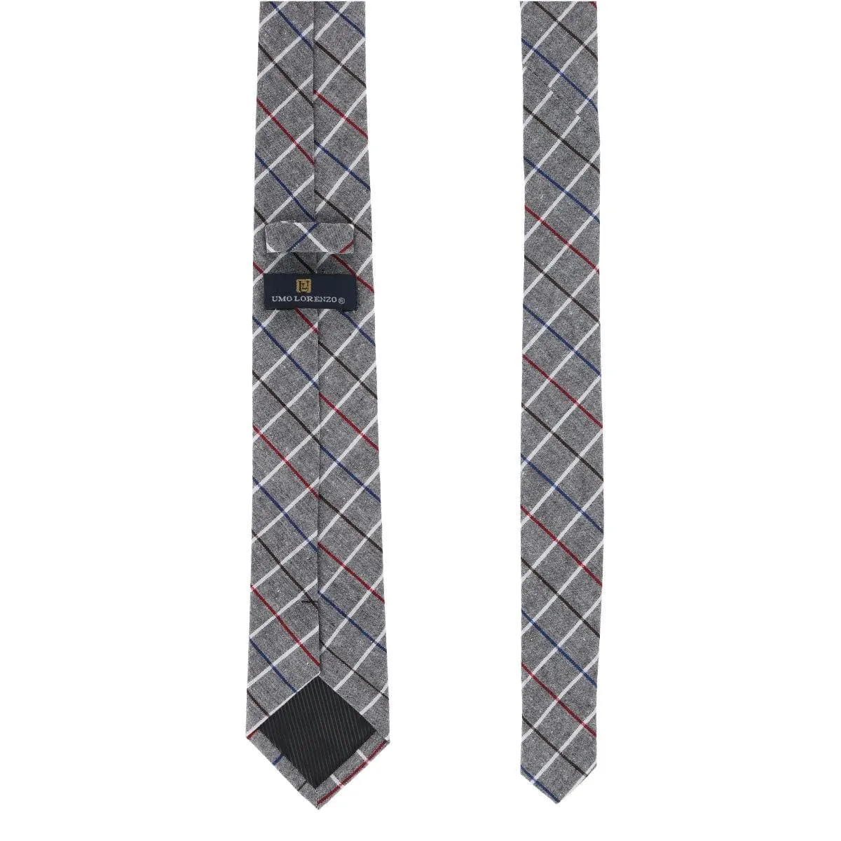 CTM® Men's Grey Cotton Checkered Tie