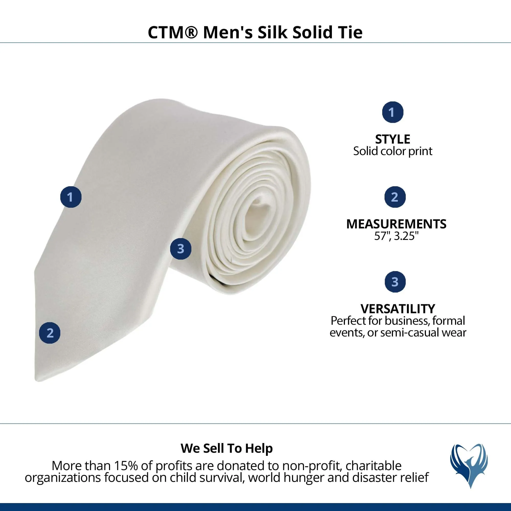 CTM® Men's Silk Solid Tie