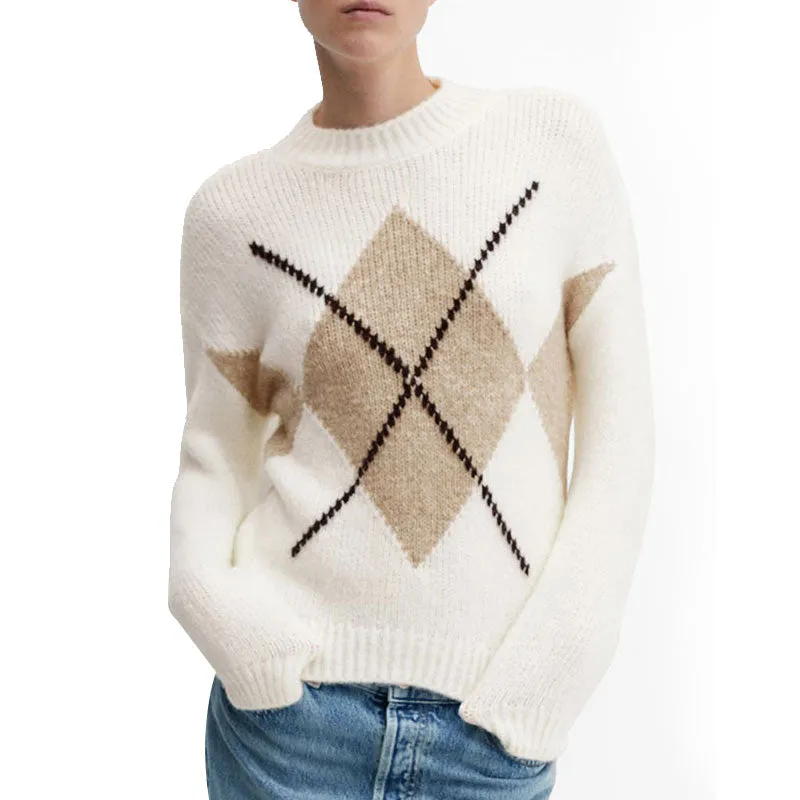 Custom Argyle Knitted Sweater - Wool Blend Pullover | OEM/ODM Sweater Manufacturer