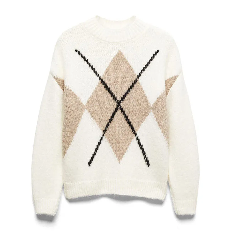 Custom Argyle Knitted Sweater - Wool Blend Pullover | OEM/ODM Sweater Manufacturer