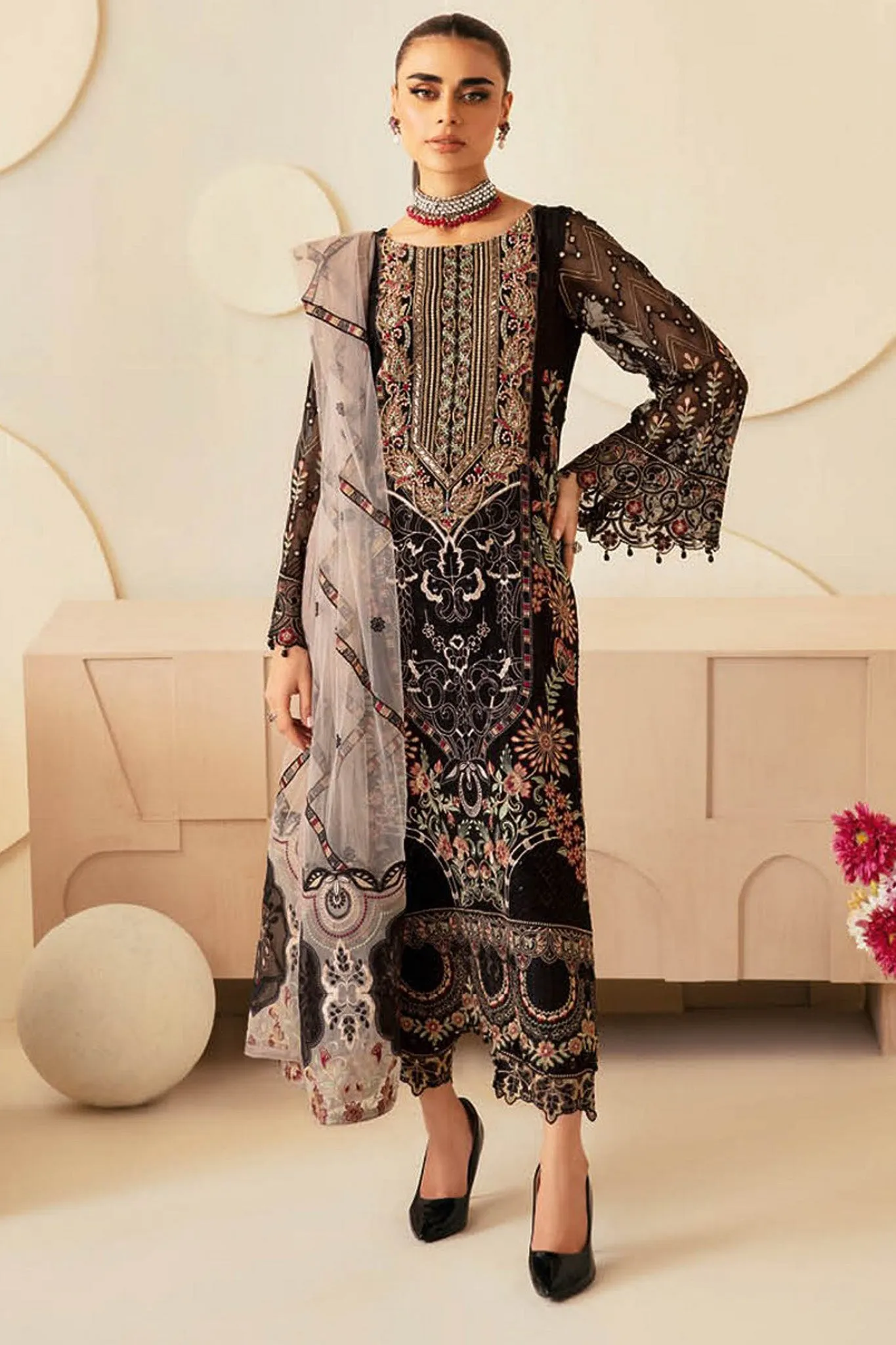 Dastoor By Ramsha Unstitched 3 Piece Luxury Chiffon Vol-01 Collection'2024-P-105