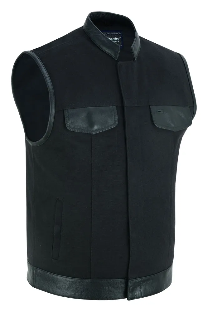 DS685 Canvas Material Single Back Panel Concealment Vest W/Leather Tr