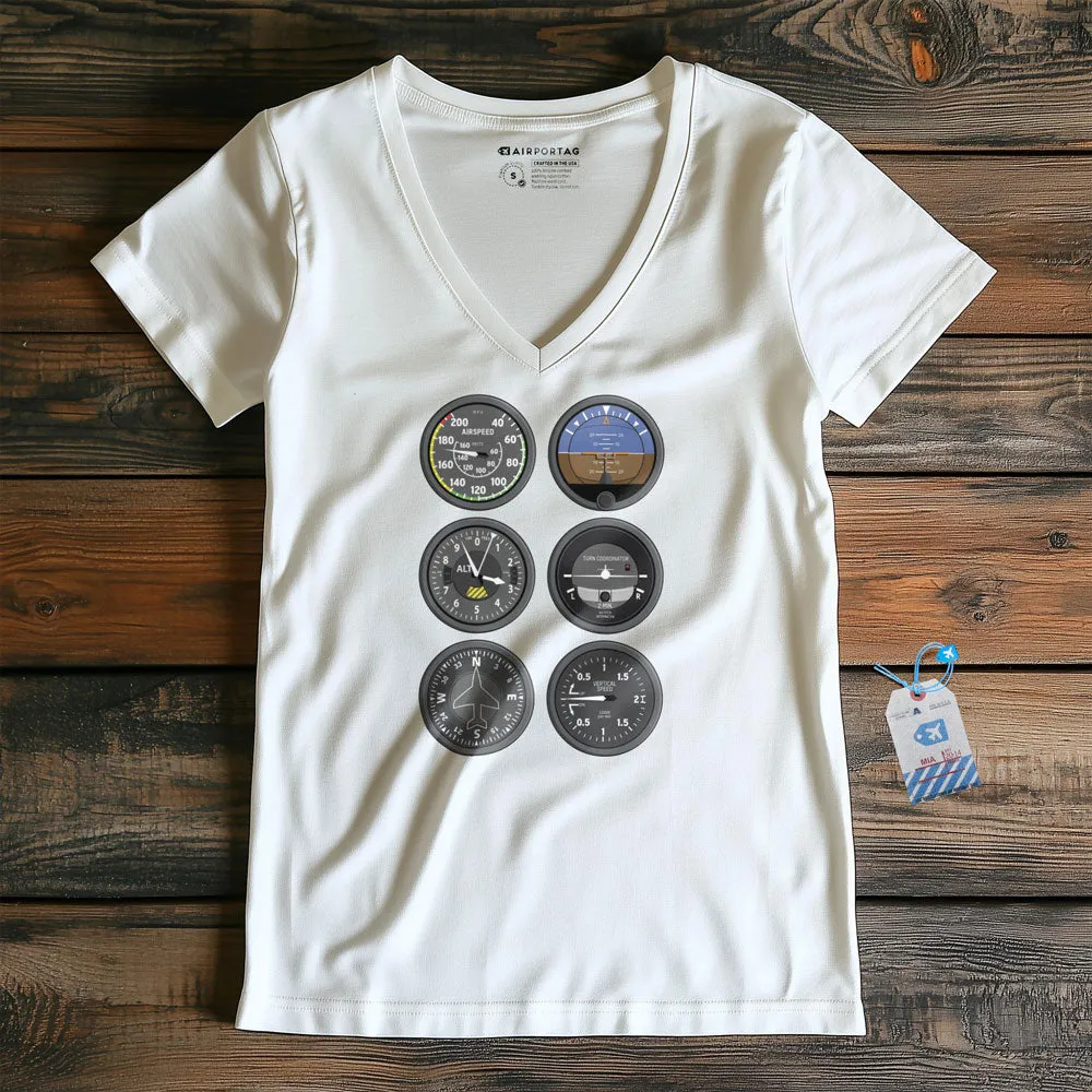 Flight Instruments - Women's V-Neck T-Shirt