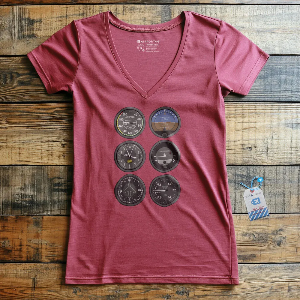 Flight Instruments - Women's V-Neck T-Shirt