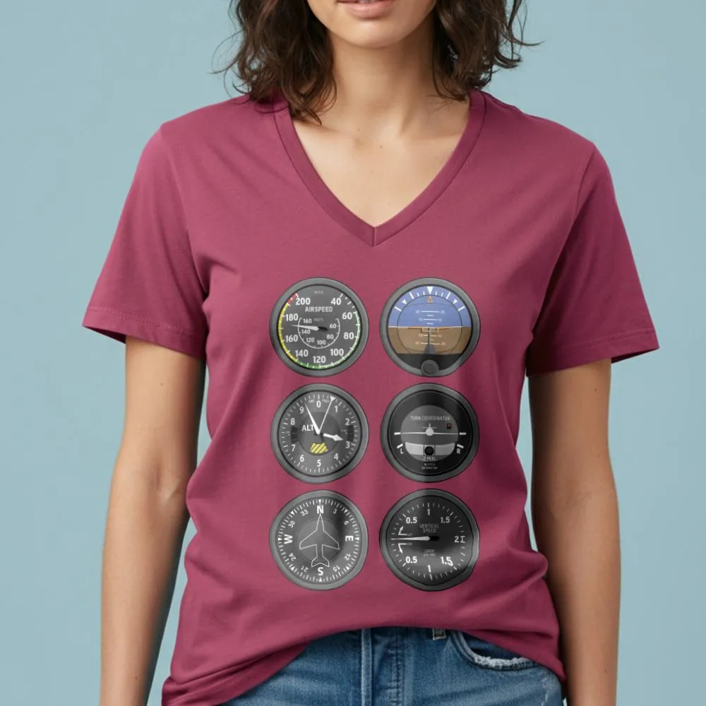 Flight Instruments - Women's V-Neck T-Shirt