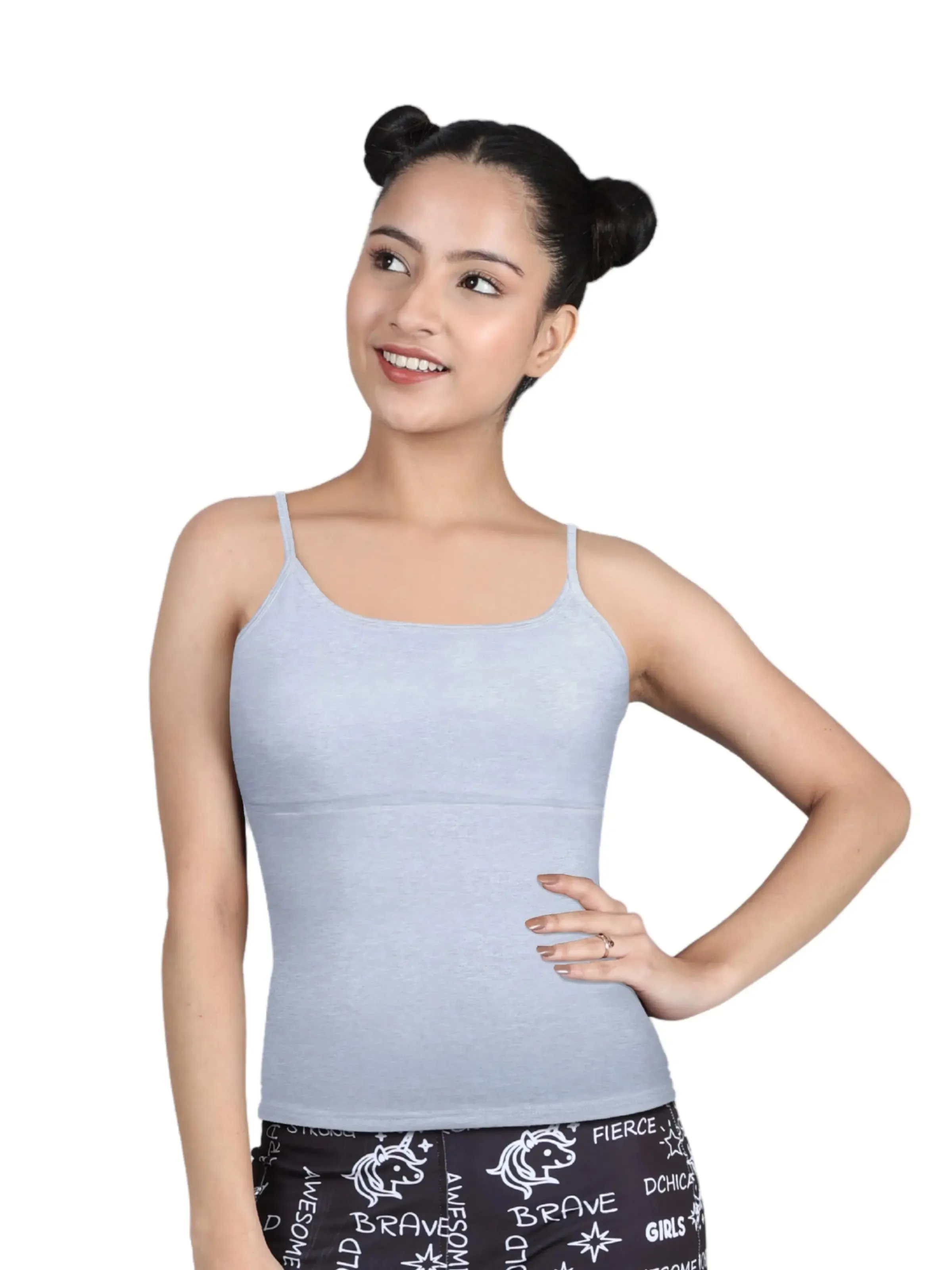 Grey Cotton Starter Camisole Bra with High Coverage and Adjustable Straps Pack-of-1