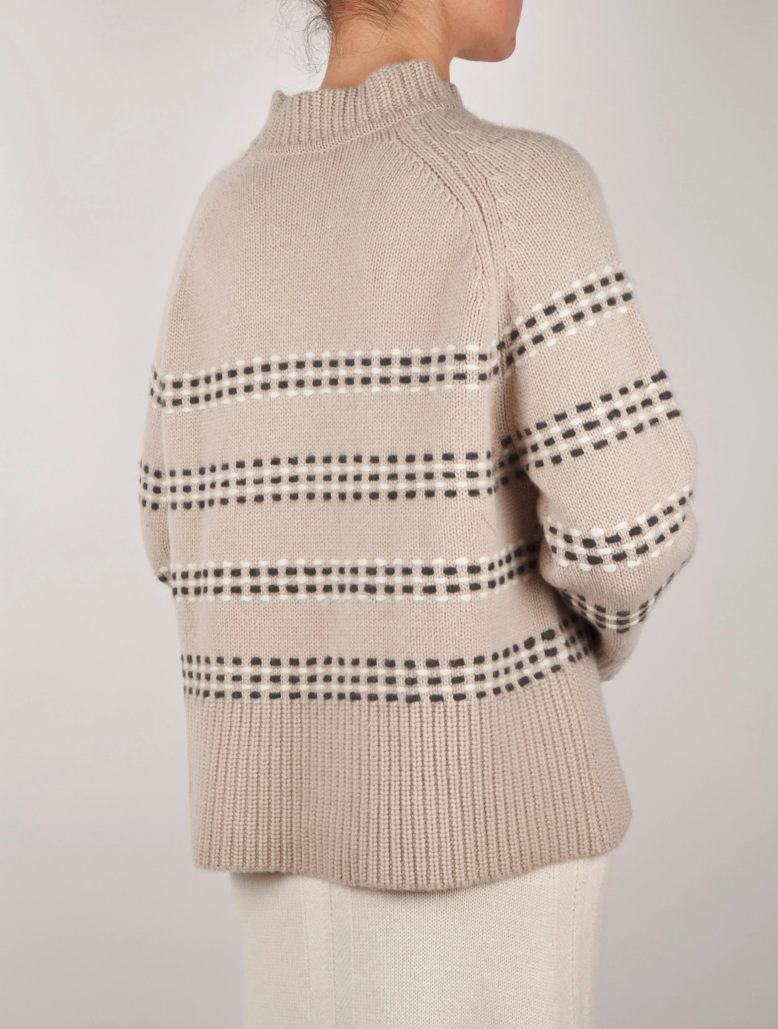 Hand Embroidered Stripe Cashmere Sweater