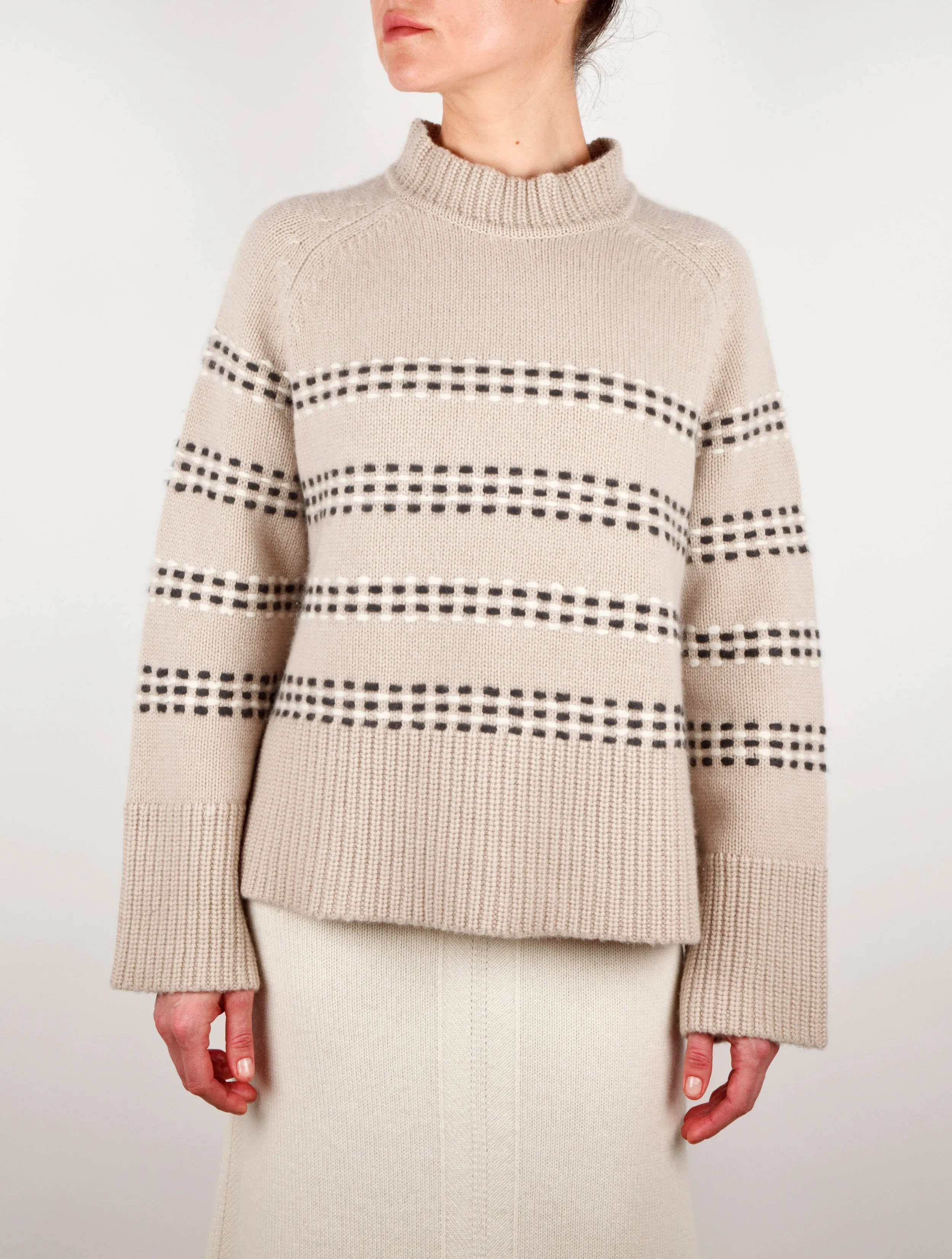 Hand Embroidered Stripe Cashmere Sweater