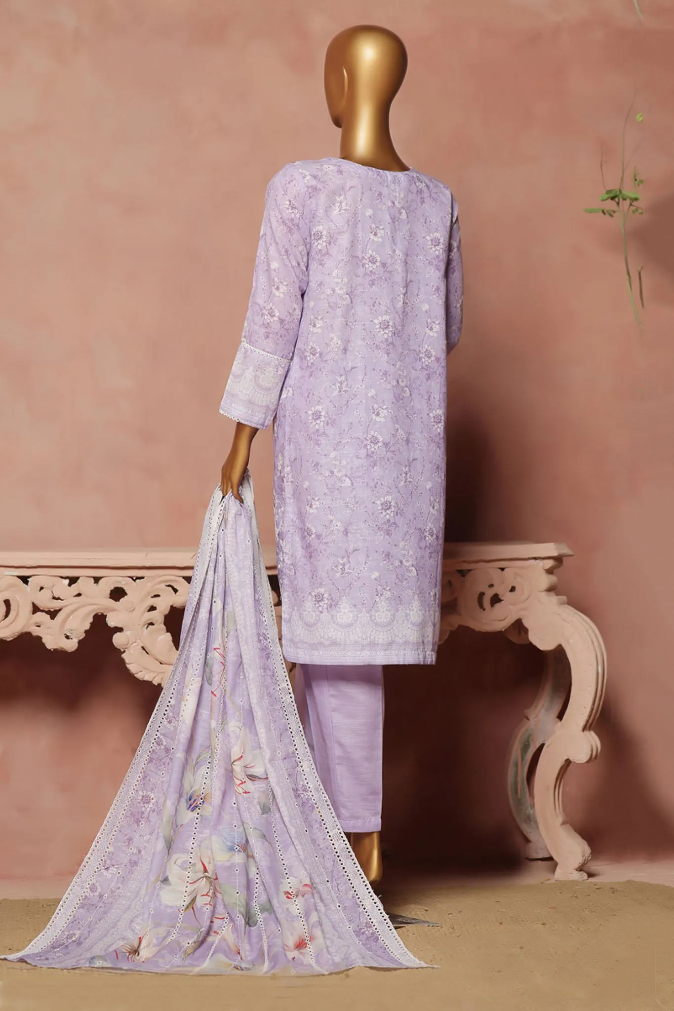 Hz Stitched 3 Piece Emb Chikankari Khaddar Vol-02 Collection'2024-KE-923-Light Purple