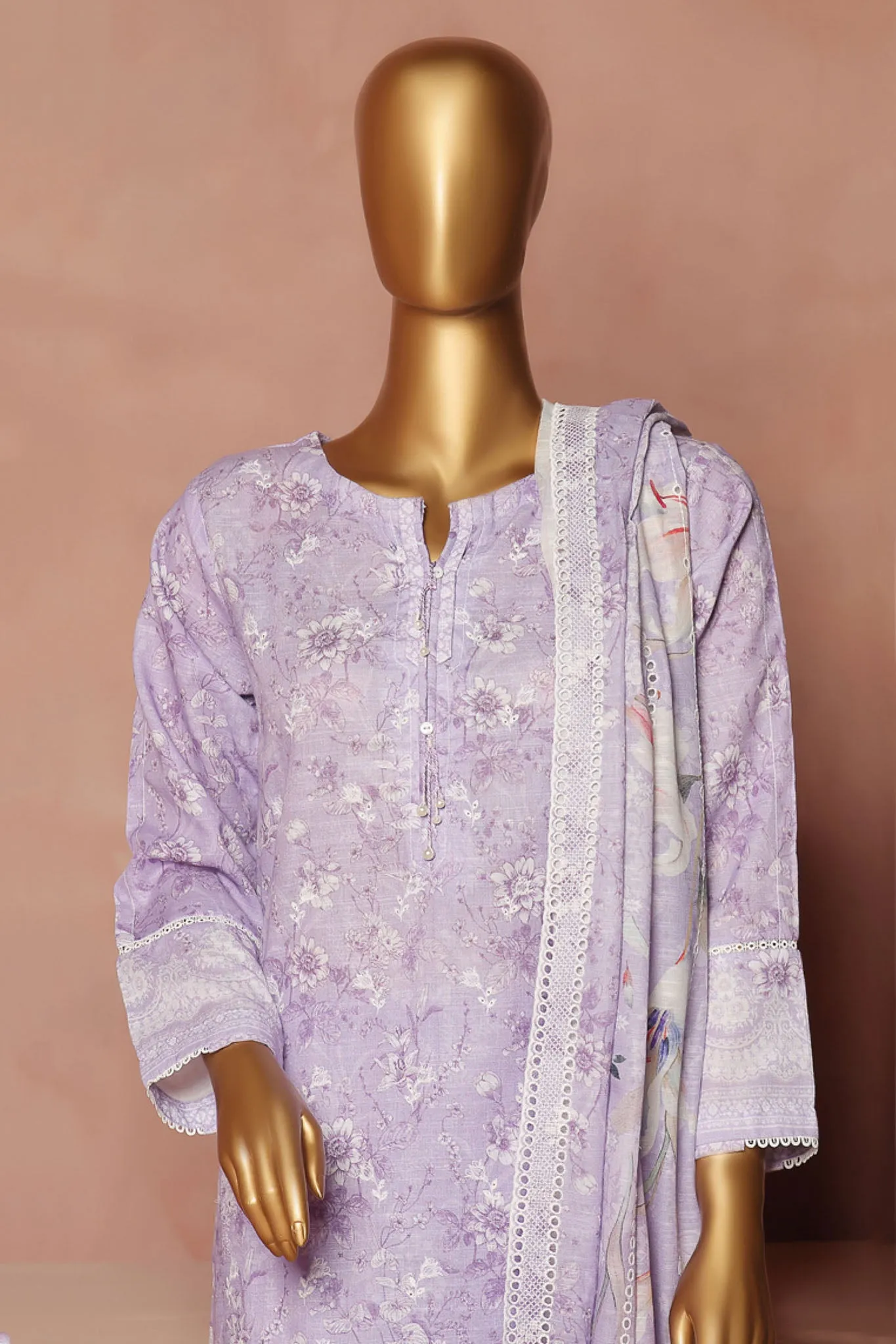 Hz Stitched 3 Piece Emb Chikankari Khaddar Vol-02 Collection'2024-KE-923-Light Purple