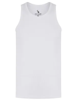 Jeremy Cotton Ribbed Plain Vest Top in Bright White - South Shore