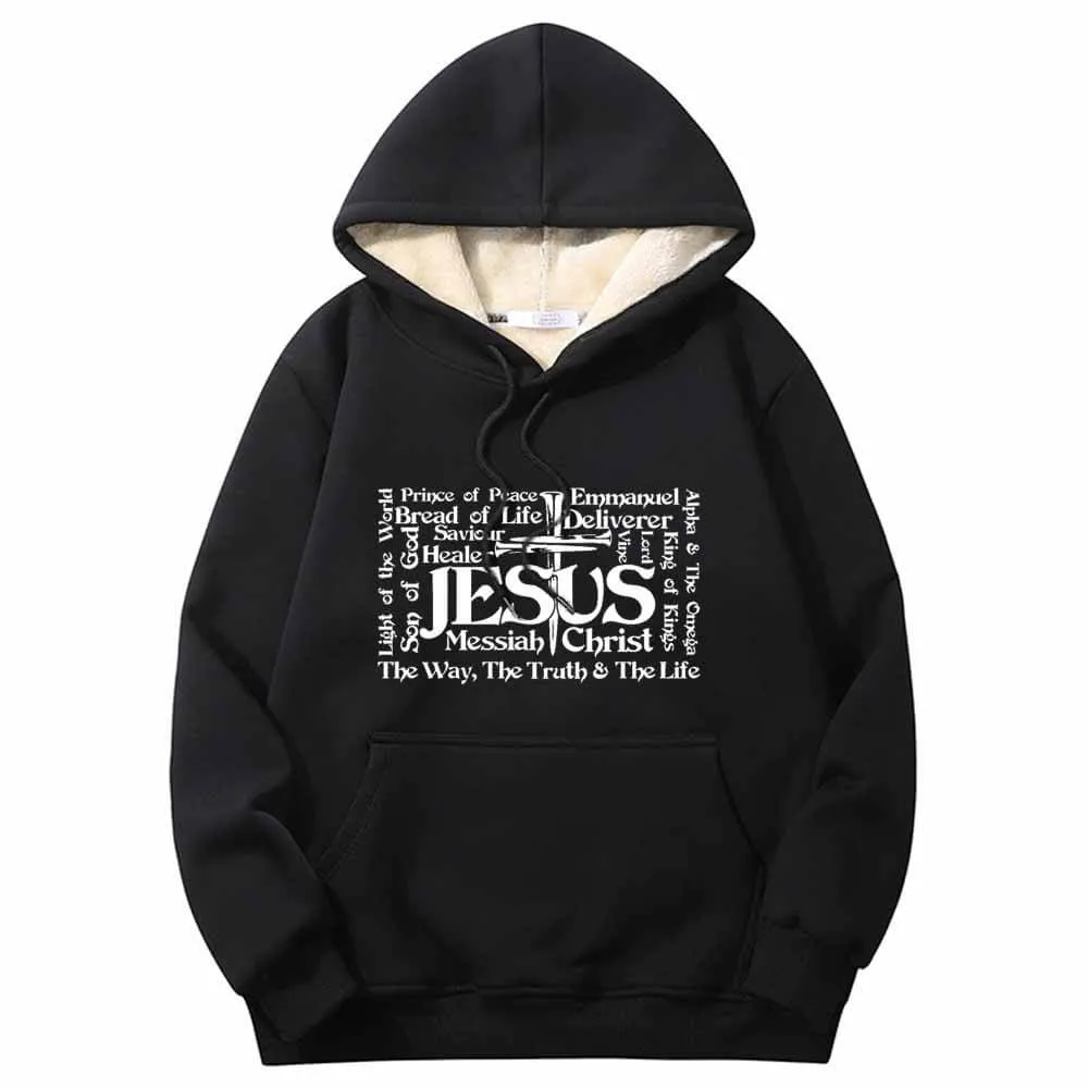 Jesus Cross Christian Warm Fleece Sherpa Lined Hoodie