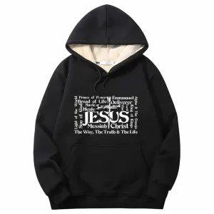 Jesus Cross Christian Warm Fleece Sherpa Lined Hoodie