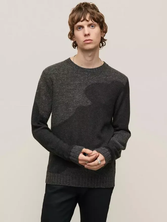 John Varvatos Rector Crew Neck Sweater, Charcoal Heather