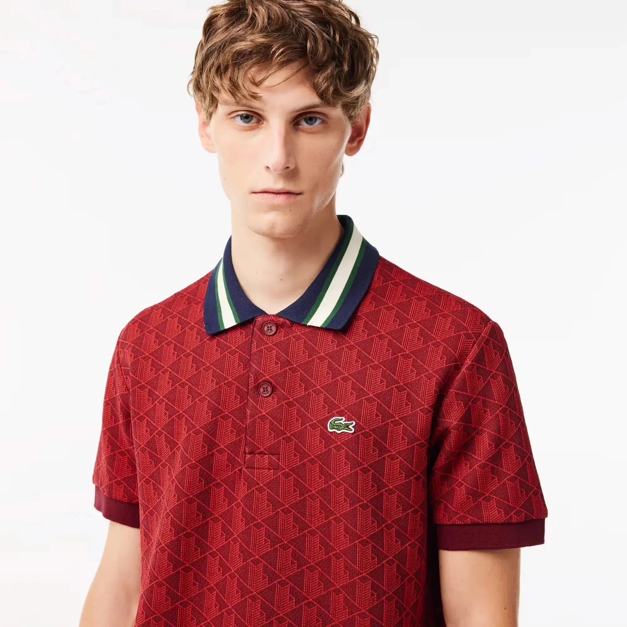 Lacoste Men's Classic Fit Contrast Collar Monogram Polo