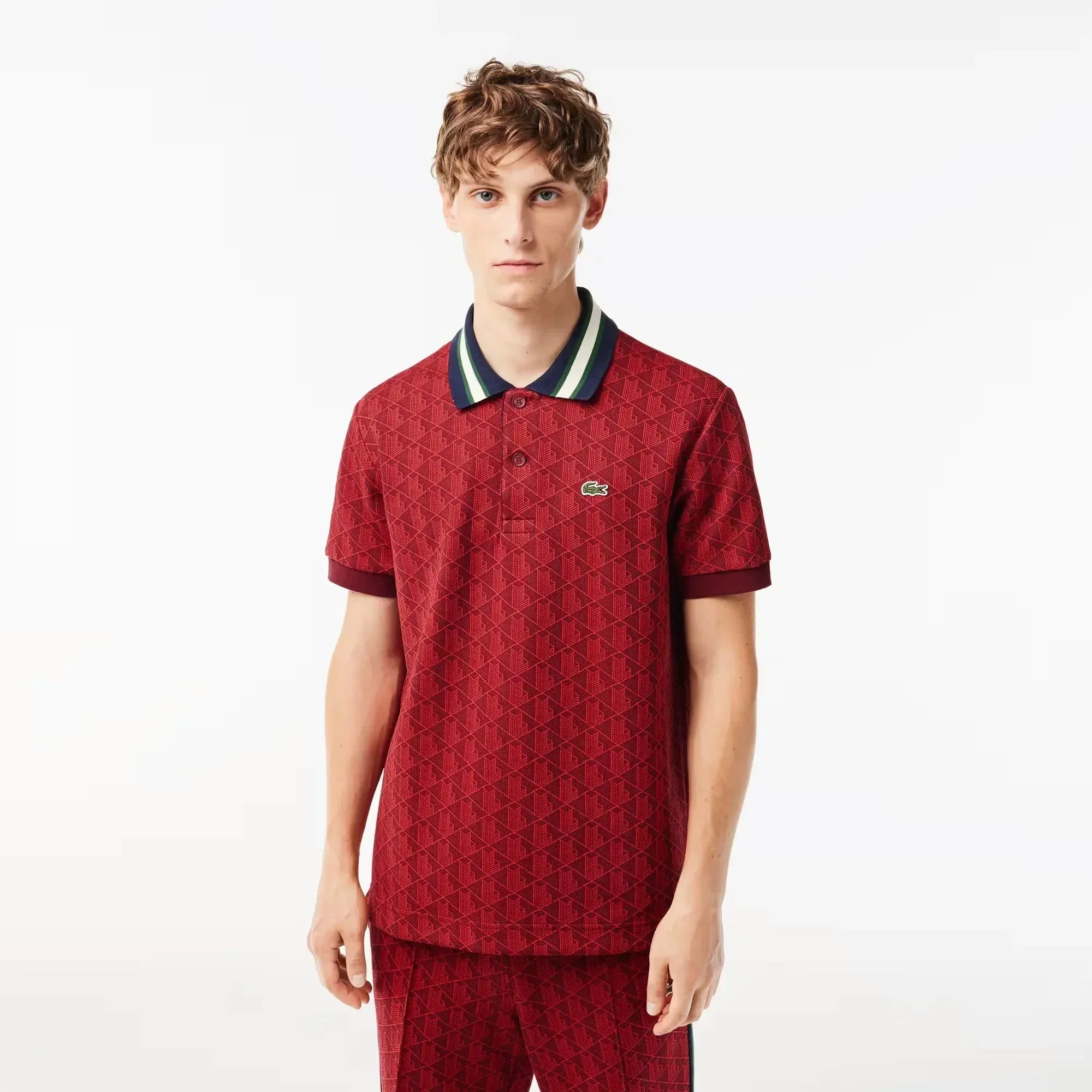 Lacoste Men's Classic Fit Contrast Collar Monogram Polo