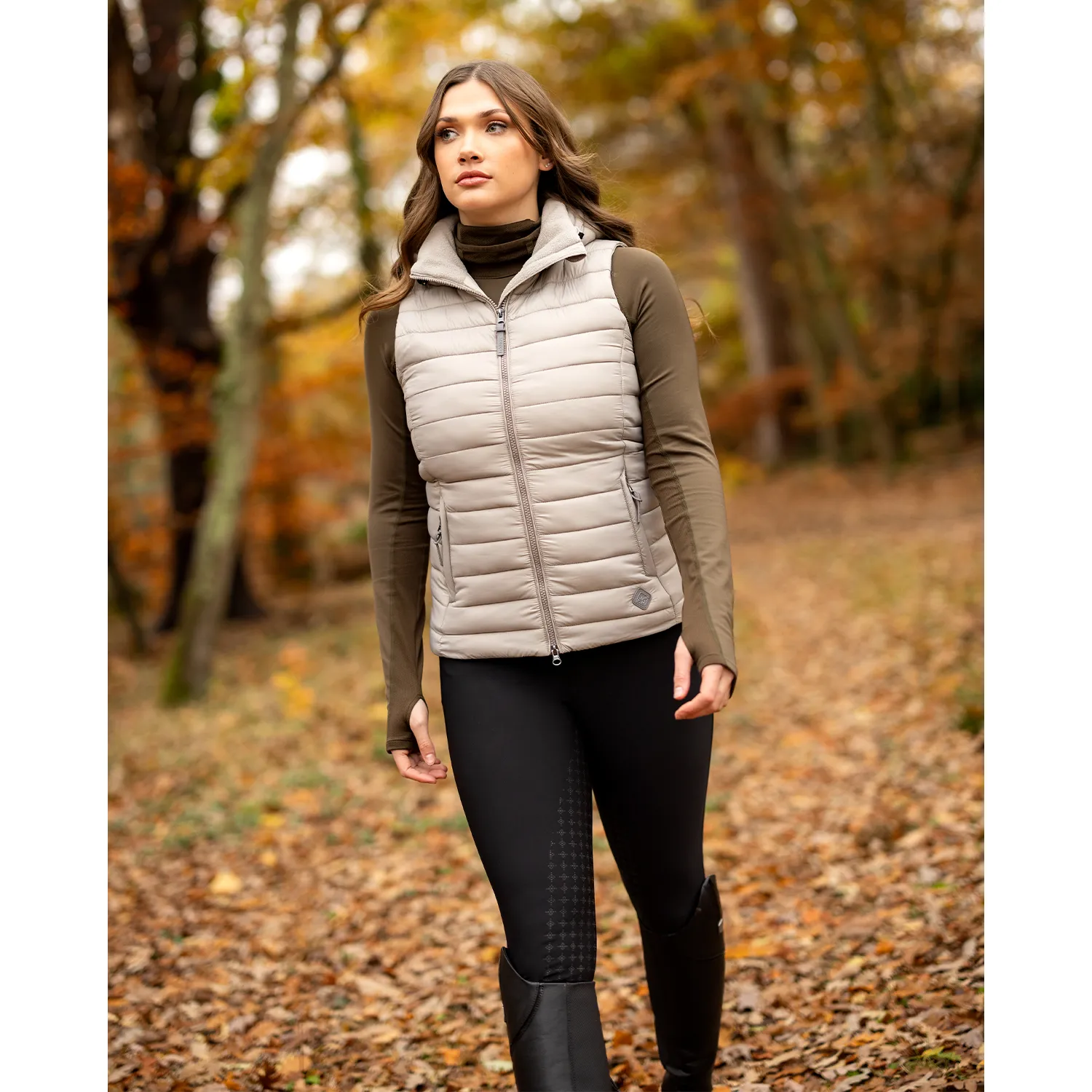 LeMieux Tilly Ladies Hooded Puffer Vest, Ash