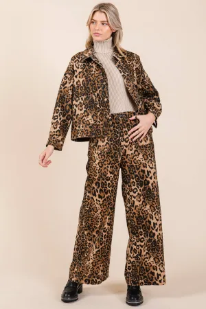 Leopard Print Wide Leg Pants